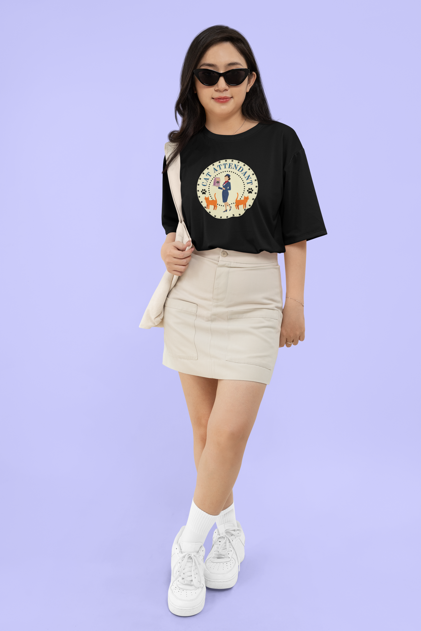 Cute "Cat Attendant" T-Shirt with Double Orange Cats - (Unisex Jersey Short Sleeve Tee - Perfect Gift for Cat Lovers!)