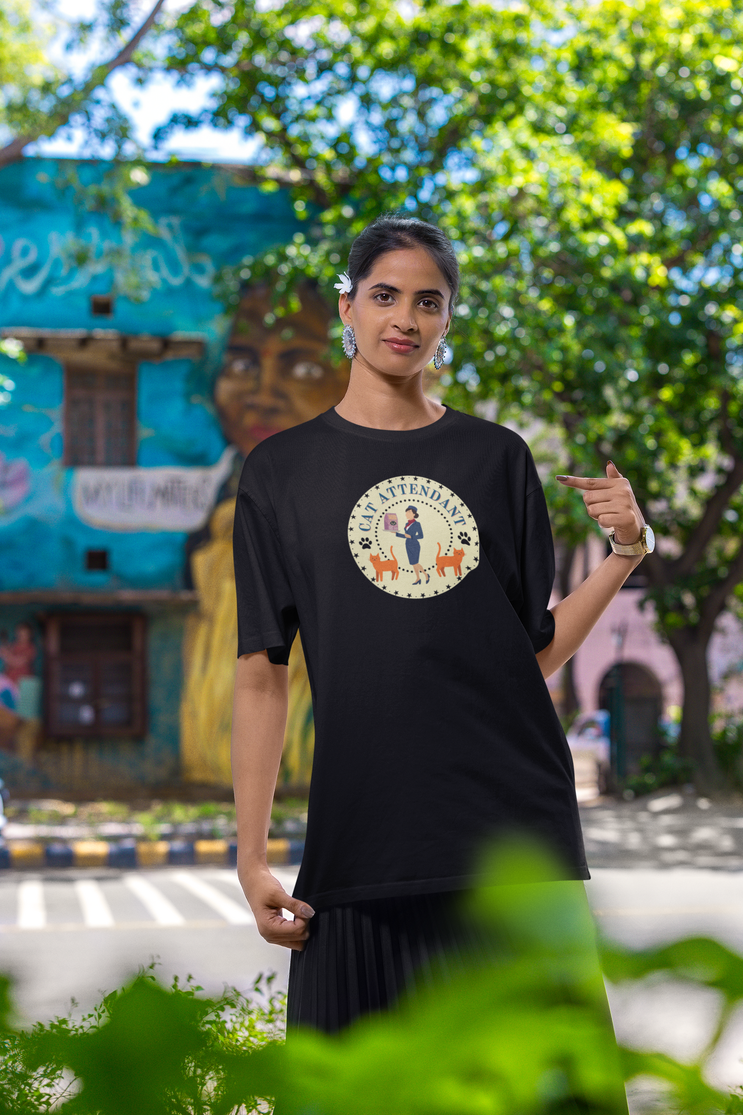 Cute "Cat Attendant" T-Shirt with Double Orange Cats - (Unisex Jersey Short Sleeve Tee - Perfect Gift for Cat Lovers!)