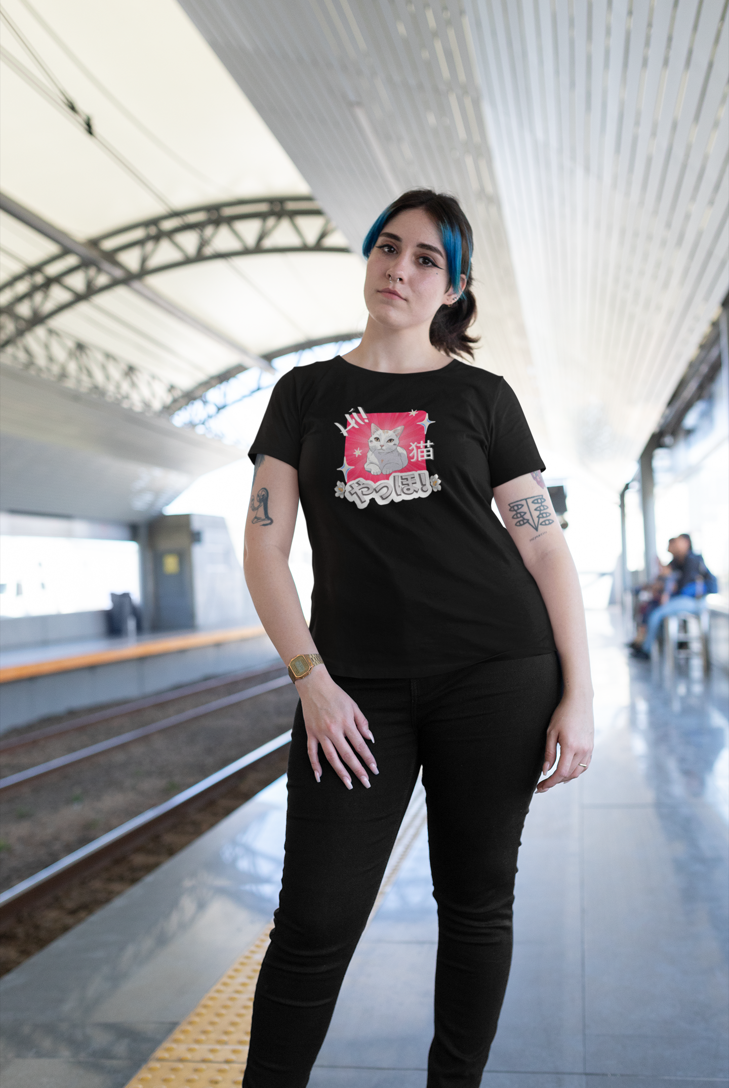 "Hi" Cat - An Anime Style Graphic Tee - (Unisex Jersey Short Sleeve Tee for Cat Lovers)