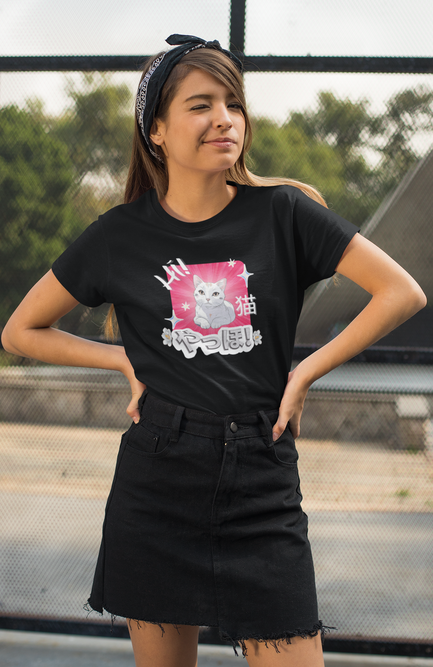 "Hi" Cat - An Anime Style Graphic Tee - (Unisex Jersey Short Sleeve Tee for Cat Lovers)