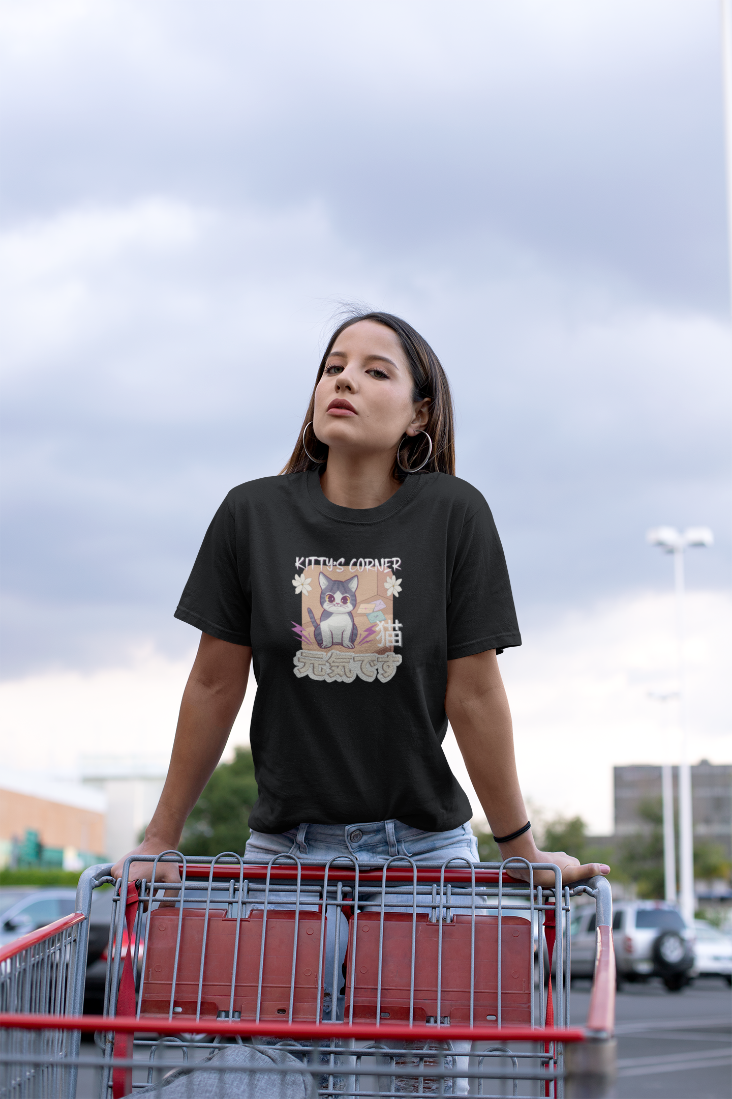 "Kitty's Corner" Japanese Anime Style Graphic T-Shirt - (Unisex Jersey Short Sleeve Tee for Cat Lovers)