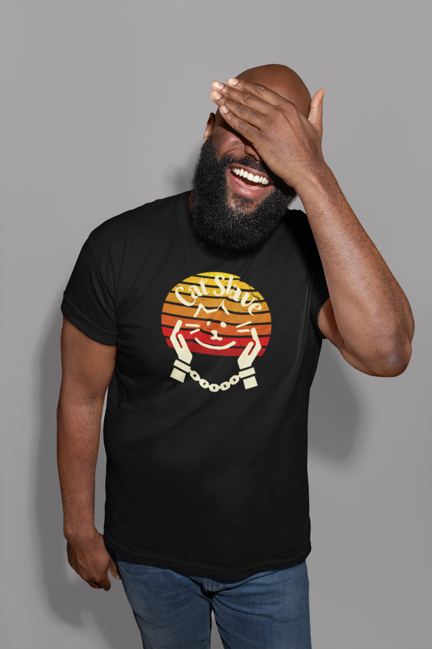 Cat Slave Vintage Sunset T-Shirt - (Unisex Jersey Tee - Casual & Trendy "Partly Distressed Style" Design)
