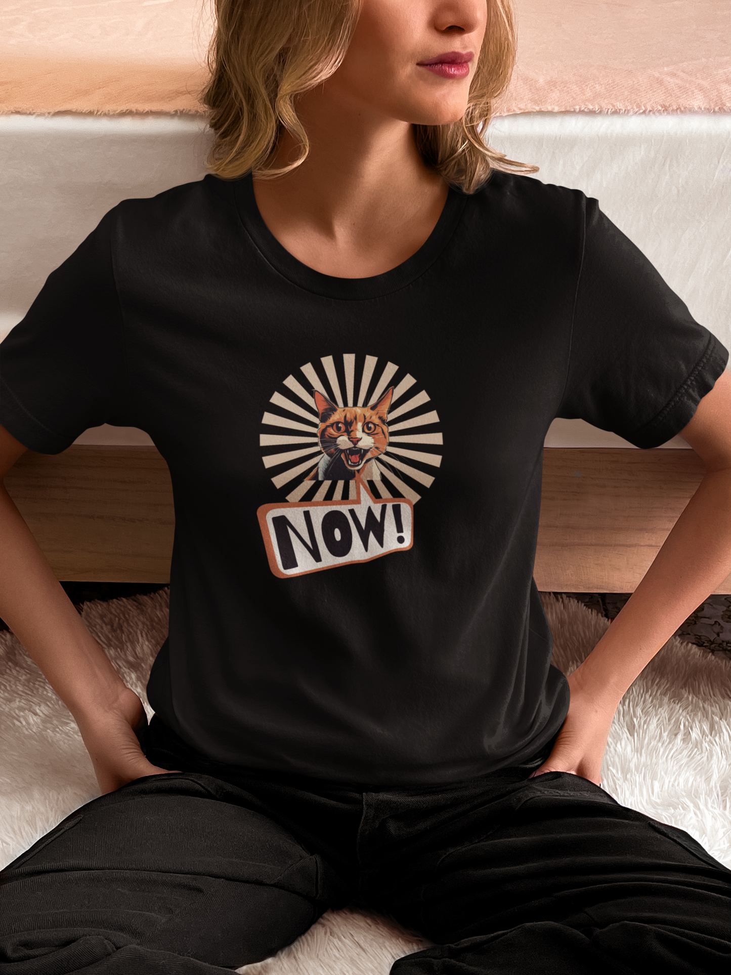 "NOW Cat" Graphic T-Shirt - (Funny Cat Unisex Jersey Tee - Perfect for Cat Owners!)