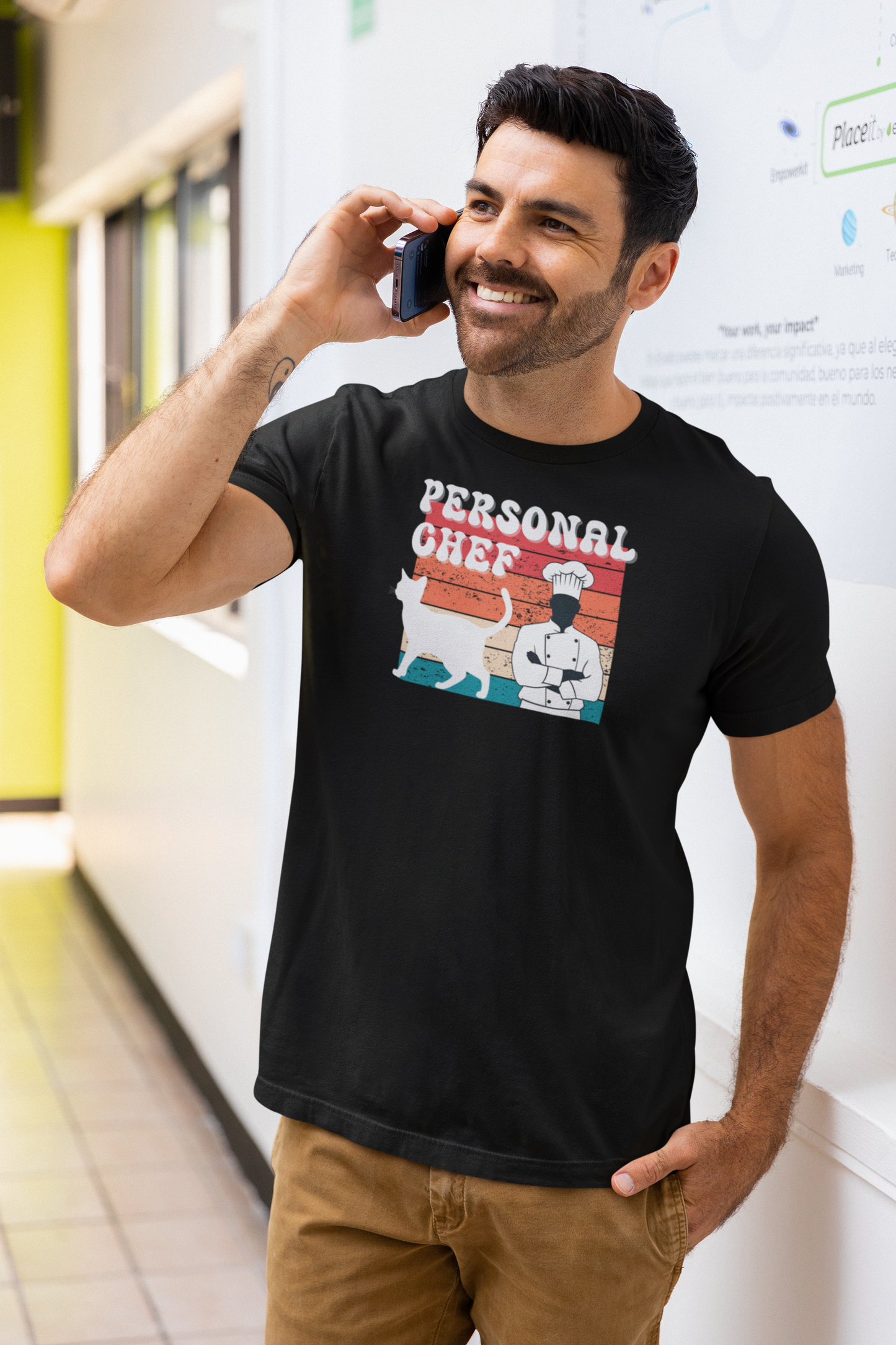 Personal Chef for Cats T-Shirt (#19 - Distressed Style Vintage Sunset, Unisex Jersey Tee)