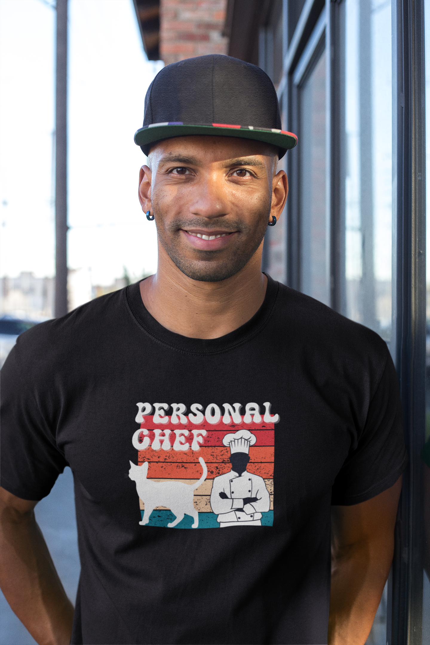 Personal Chef for Cats T-Shirt (#19 - Distressed Style Vintage Sunset, Unisex Jersey Tee)