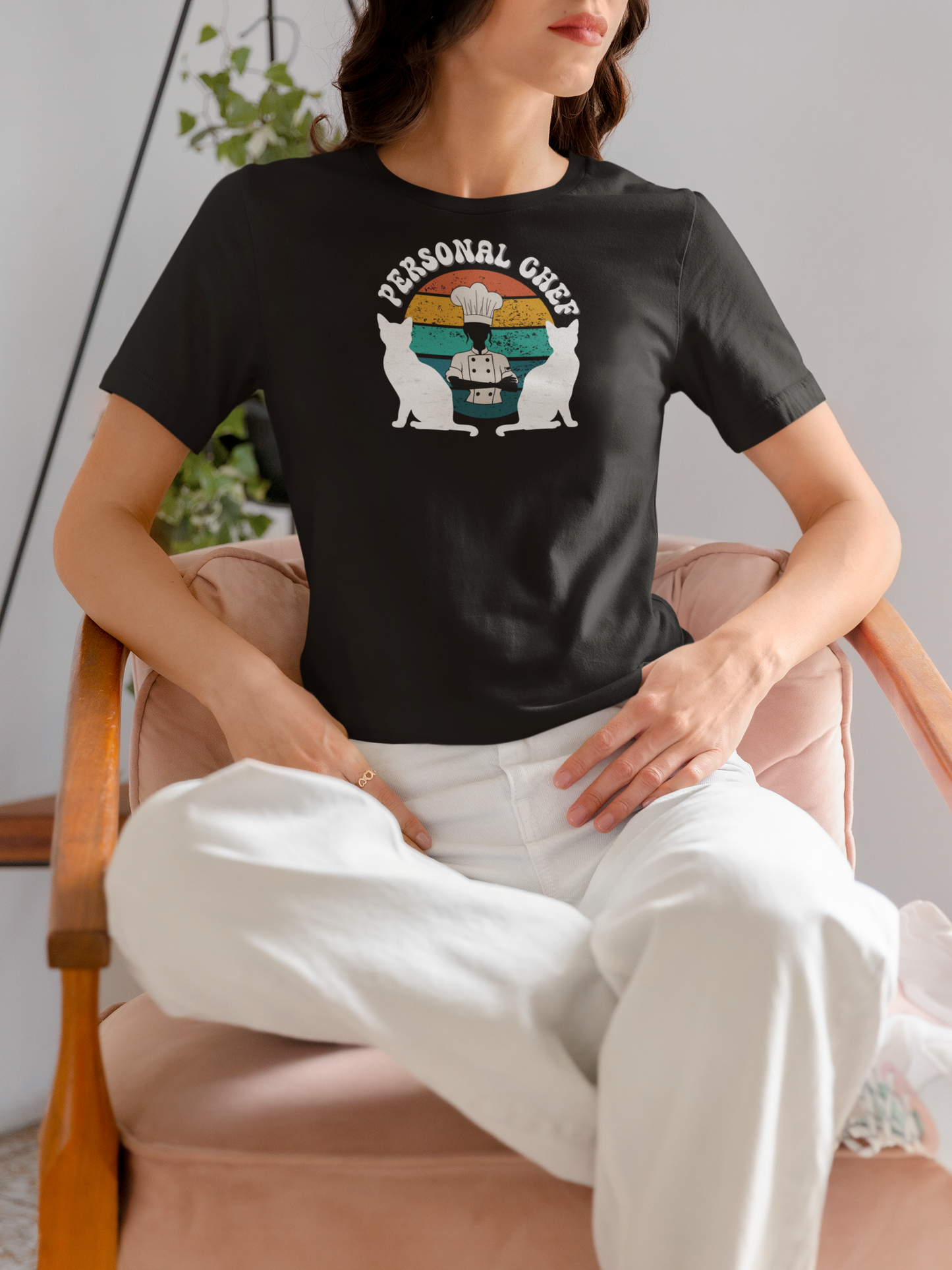 Personal Chef for Cats T-Shirt (#20 - Distressed Style Vintage Sunset, Unisex Jersey Tee)