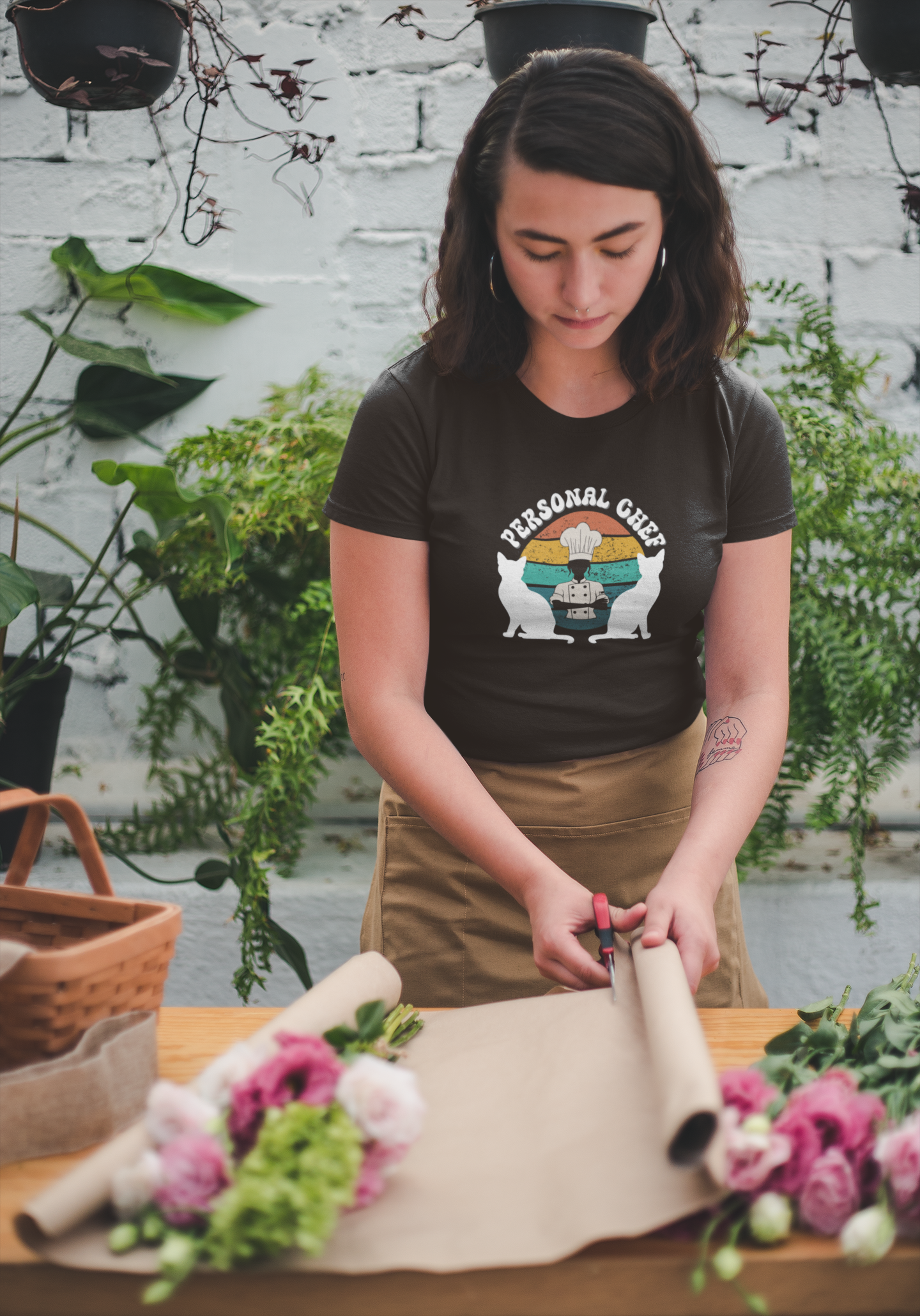 Personal Chef for Cats T-Shirt (#20 - Distressed Style Vintage Sunset, Unisex Jersey Tee)