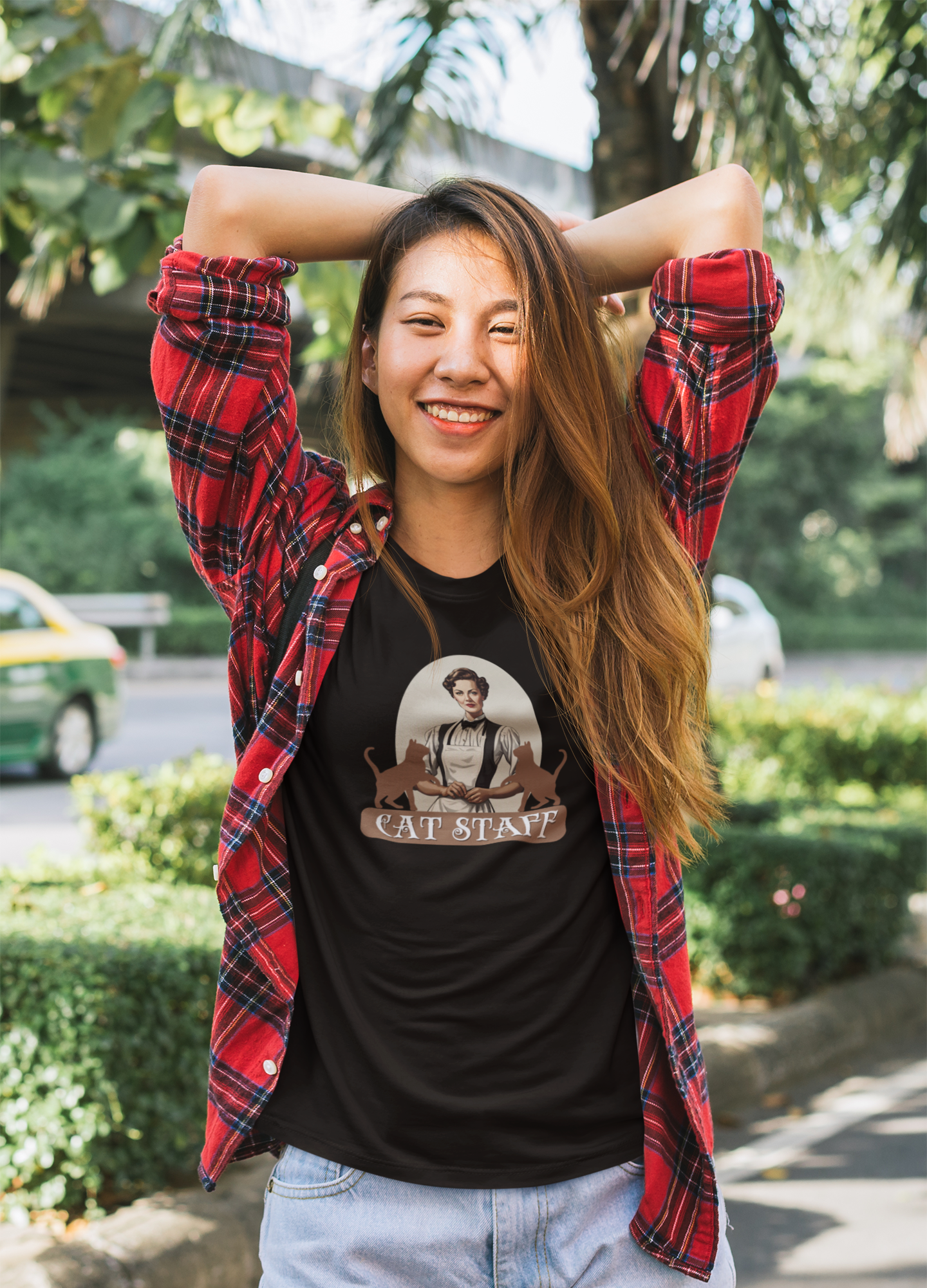 Cat Staff T-Shirt - ("Victorian Era Style" - Unisex Jersey Tee - Perfect for Cat Lovers)