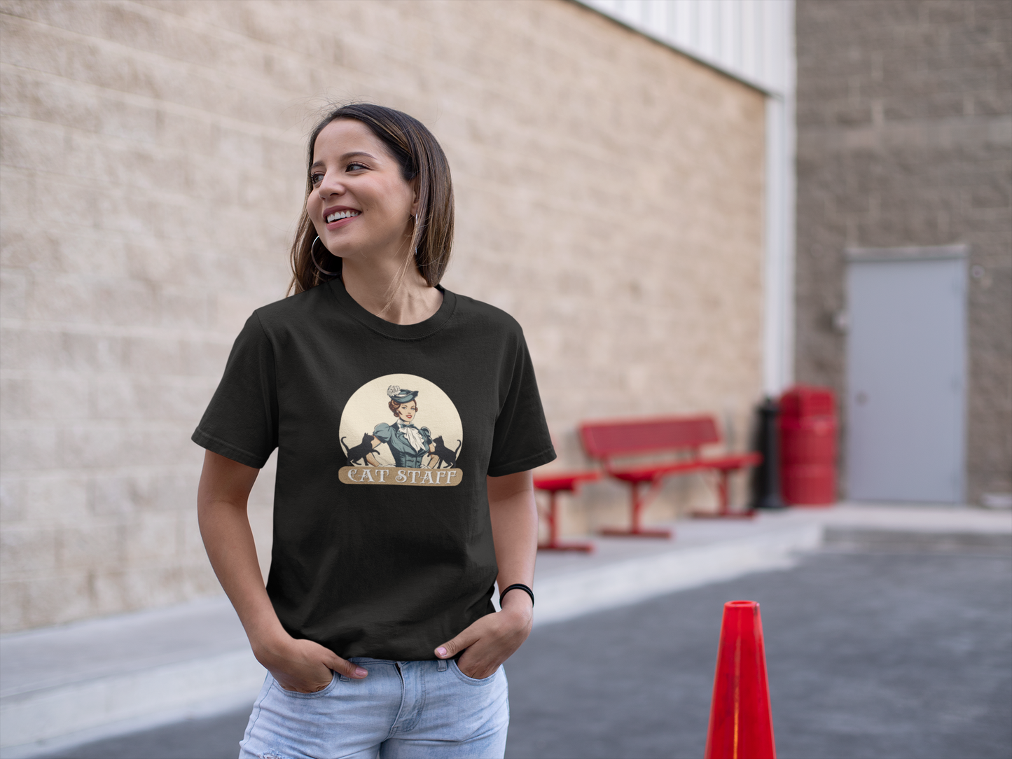 Cat Staff T-Shirt - ("Victorian Era Style" - Unisex Jersey Tee - Perfect for Cat Lovers)