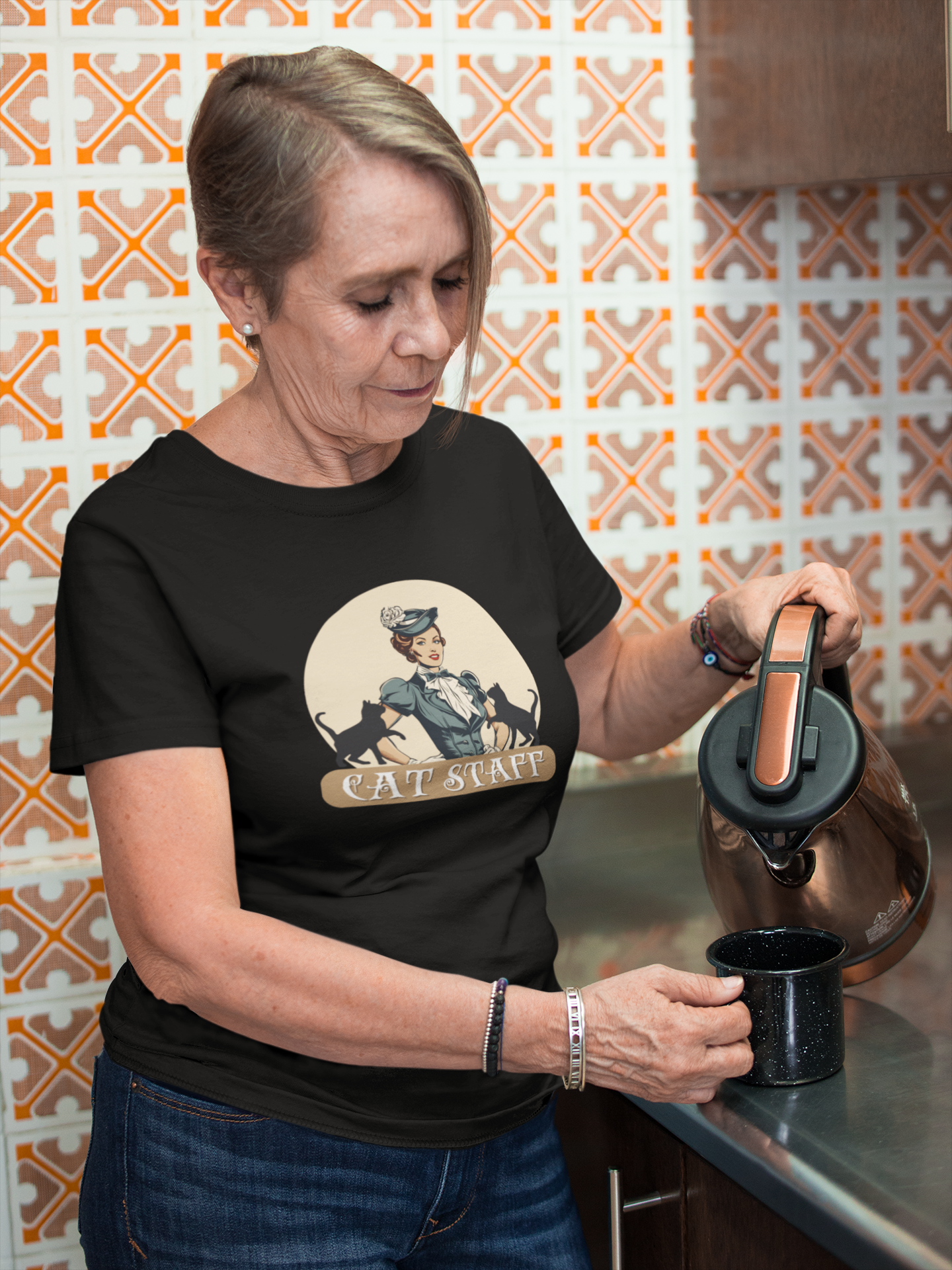 Cat Staff T-Shirt - ("Victorian Era Style" - Unisex Jersey Tee - Perfect for Cat Lovers)