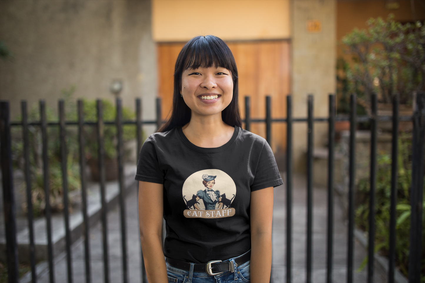 Cat Staff T-Shirt - ("Victorian Era Style" - Unisex Jersey Tee - Perfect for Cat Lovers)