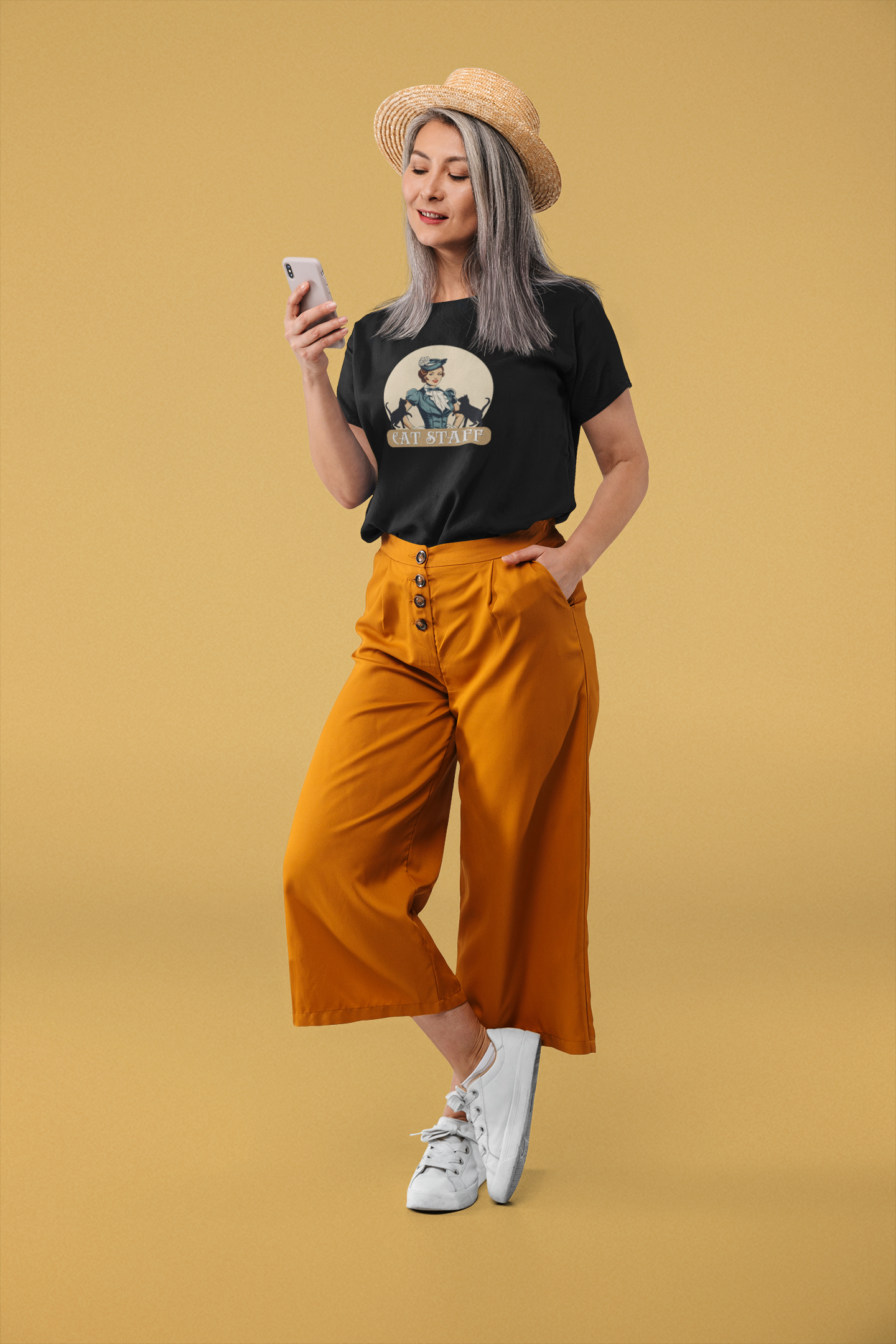 Cat Staff T-Shirt - ("Victorian Era Style" - Unisex Jersey Tee - Perfect for Cat Lovers)