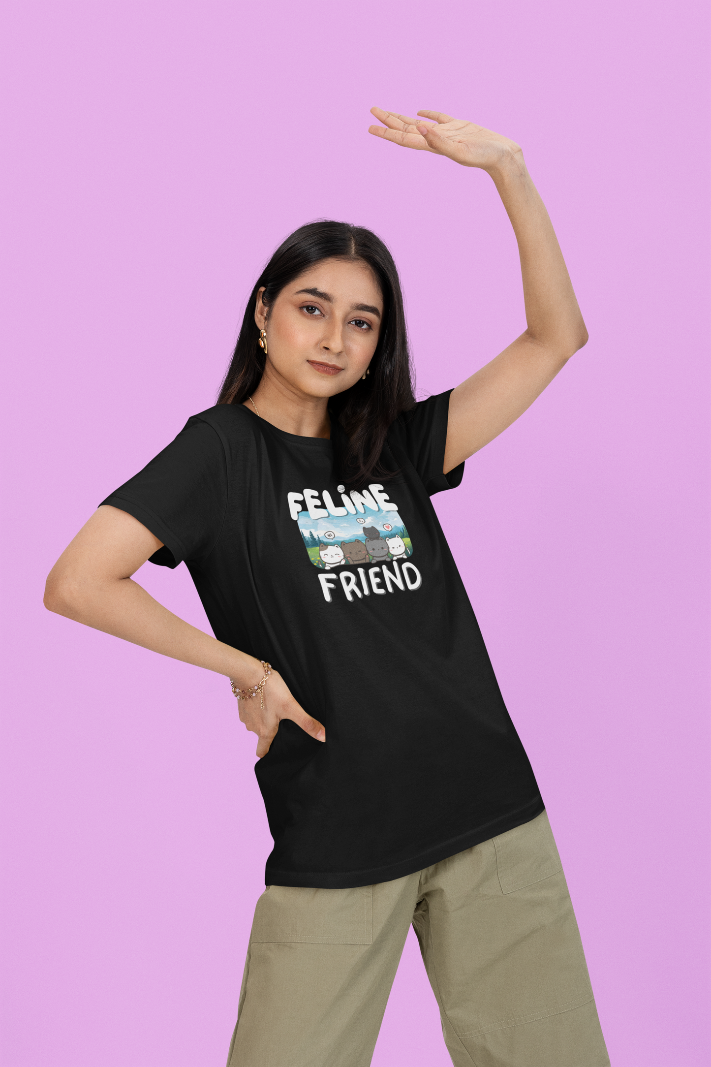 Feline Friend Graphic T-Shirt - (Cute Unisex Cat Tee)