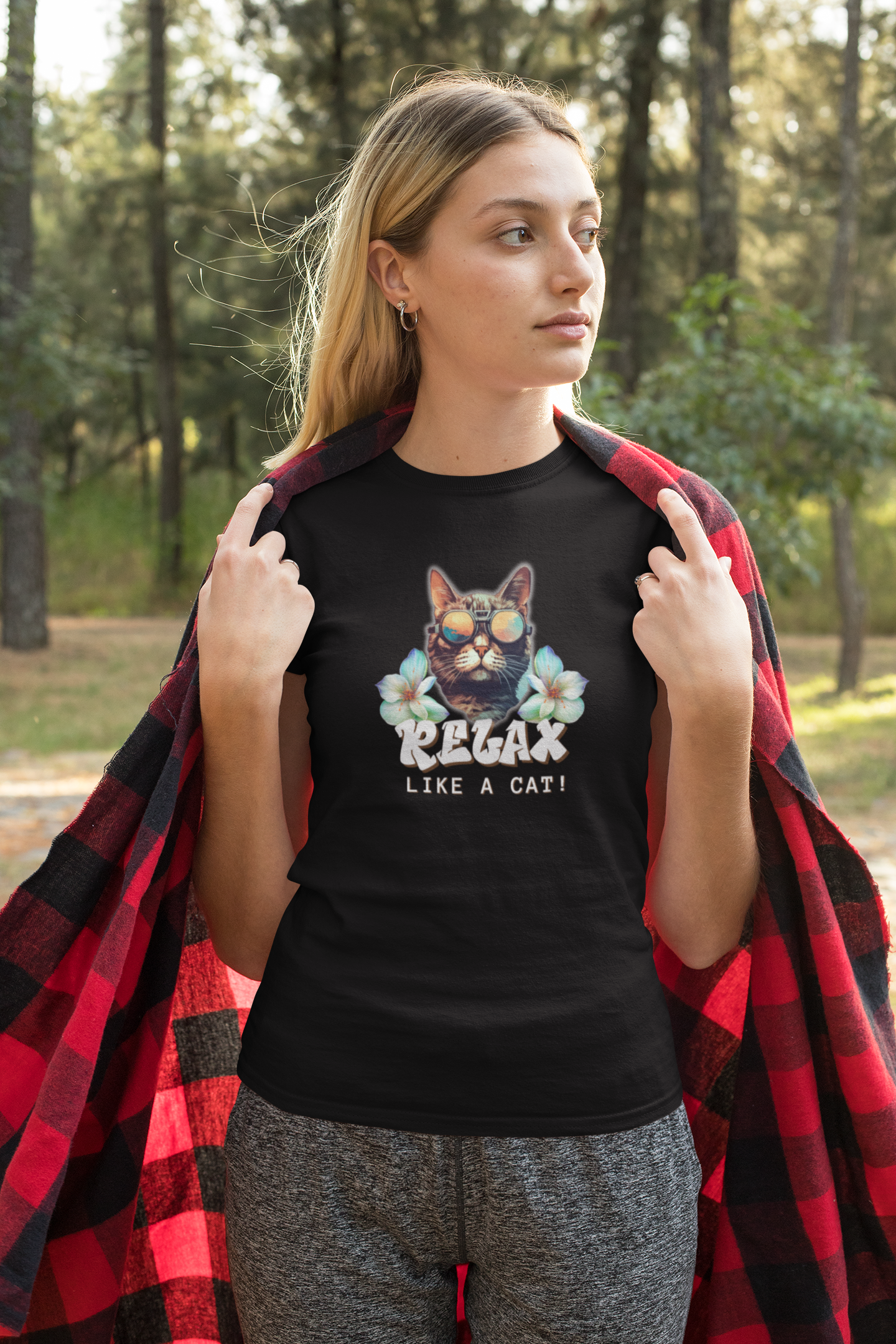 Relax Like a Cat T-Shirt (#4) - (Chill Cat Graphic Tee, Unisex Casual Wear, Gift for Cat Lovers)