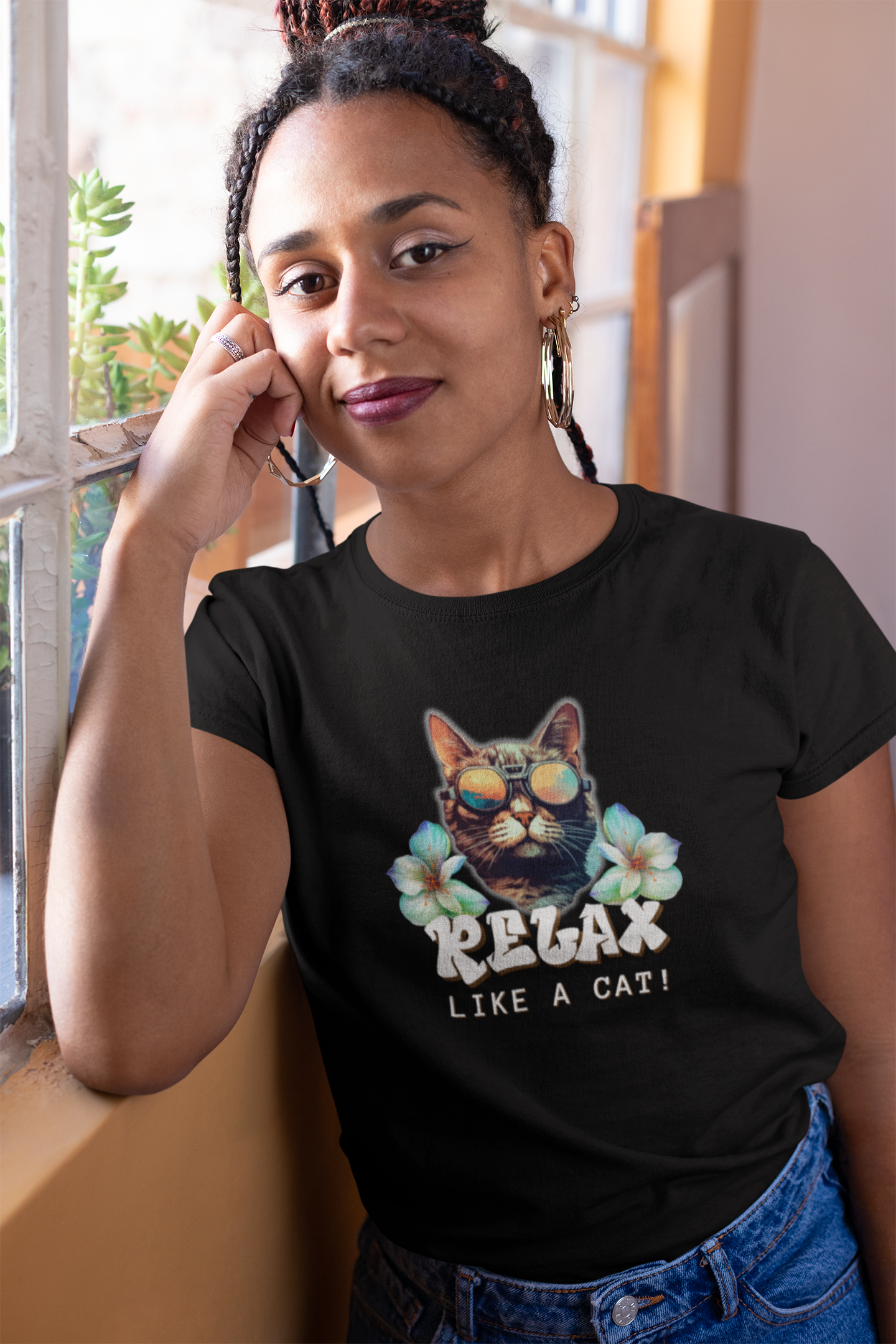 Relax Like a Cat T-Shirt (#4) - (Chill Cat Graphic Tee, Unisex Casual Wear, Gift for Cat Lovers)