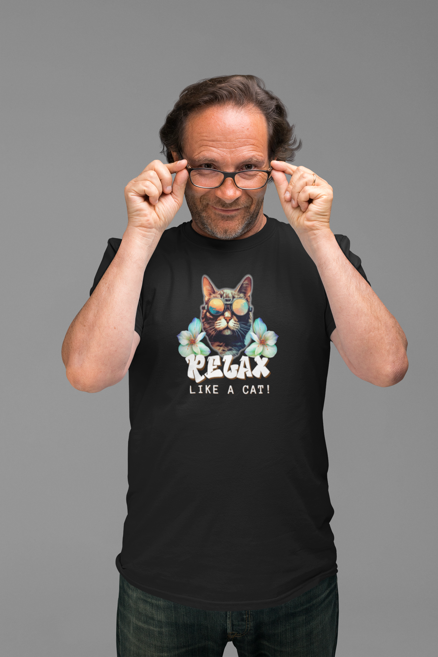 Relax Like a Cat T-Shirt (#4) - (Chill Cat Graphic Tee, Unisex Casual Wear, Gift for Cat Lovers)