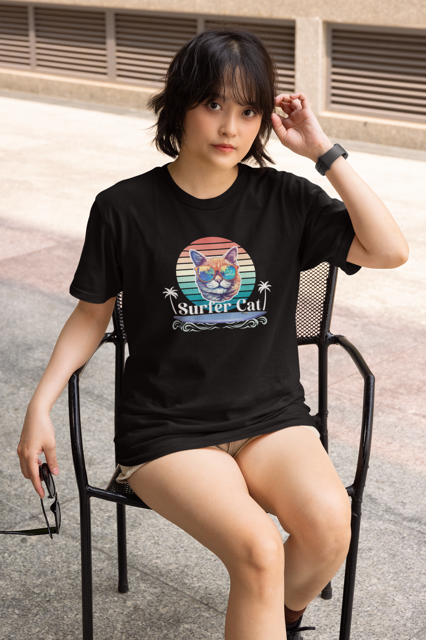Surfer Cat Tee - Fun Unisex Jersey T-Shirt, Ocean Vibe Apparel, Cat Lover Gift, Summer Fashion, Beach Party Wear