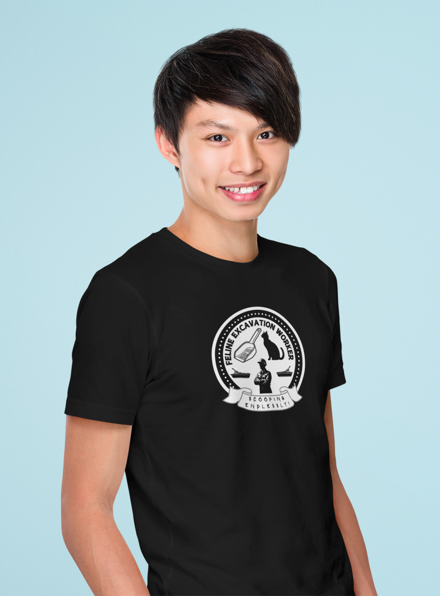 Fun Feline Excavation Worker Graphic T-Shirt - (Unisex Jersey Tee - Perfect for Cat Owners!)