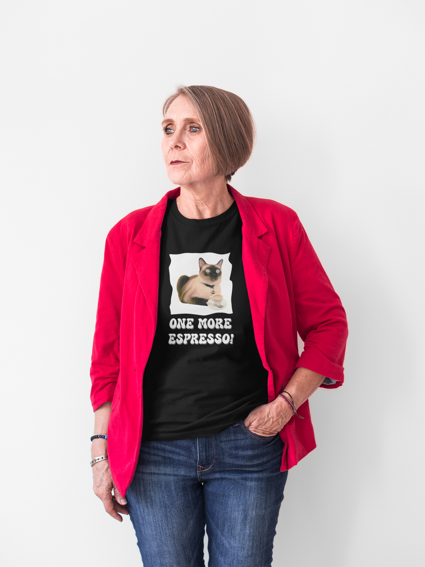 One More Espresso! - (Cat & Coffee T-Shirt #4)