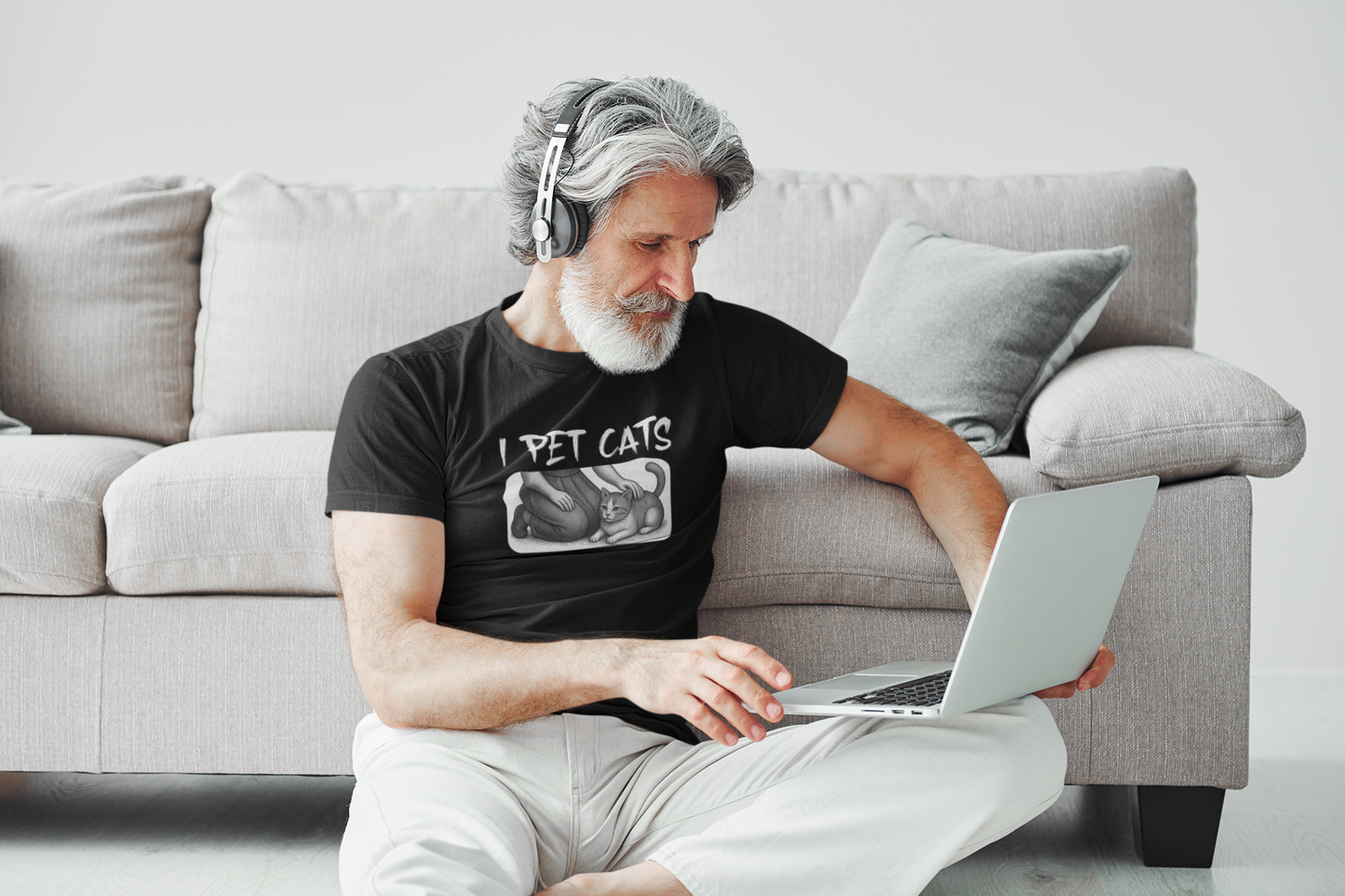 I Pet Cats T-Shirt - (Cat Fan T-Shirt for Cat People)