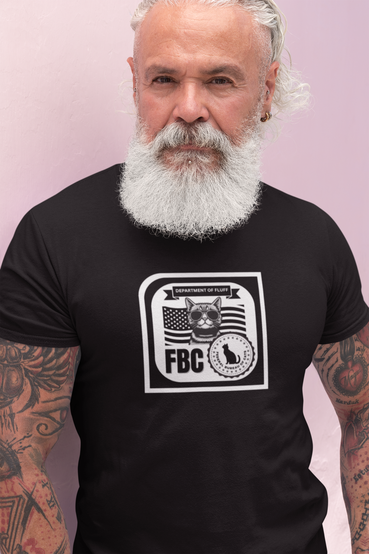 Federal Bureau of Cats T-Shirt - (FBC, Department of Fluff. Funny Cat Tee #1 for Cat Lovers!)