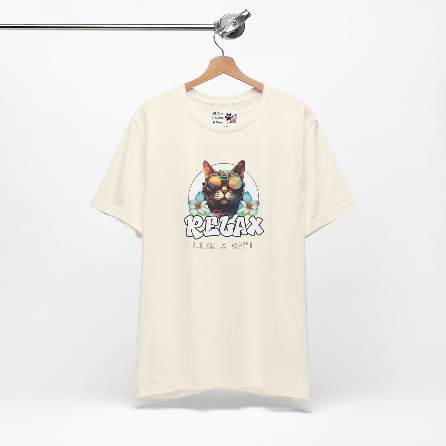 Relax Like a Cat Graphic T-Shirt (#2) - Cat Fan Shirt, Gift for Cat Owners, Tropical Style Summer Tee