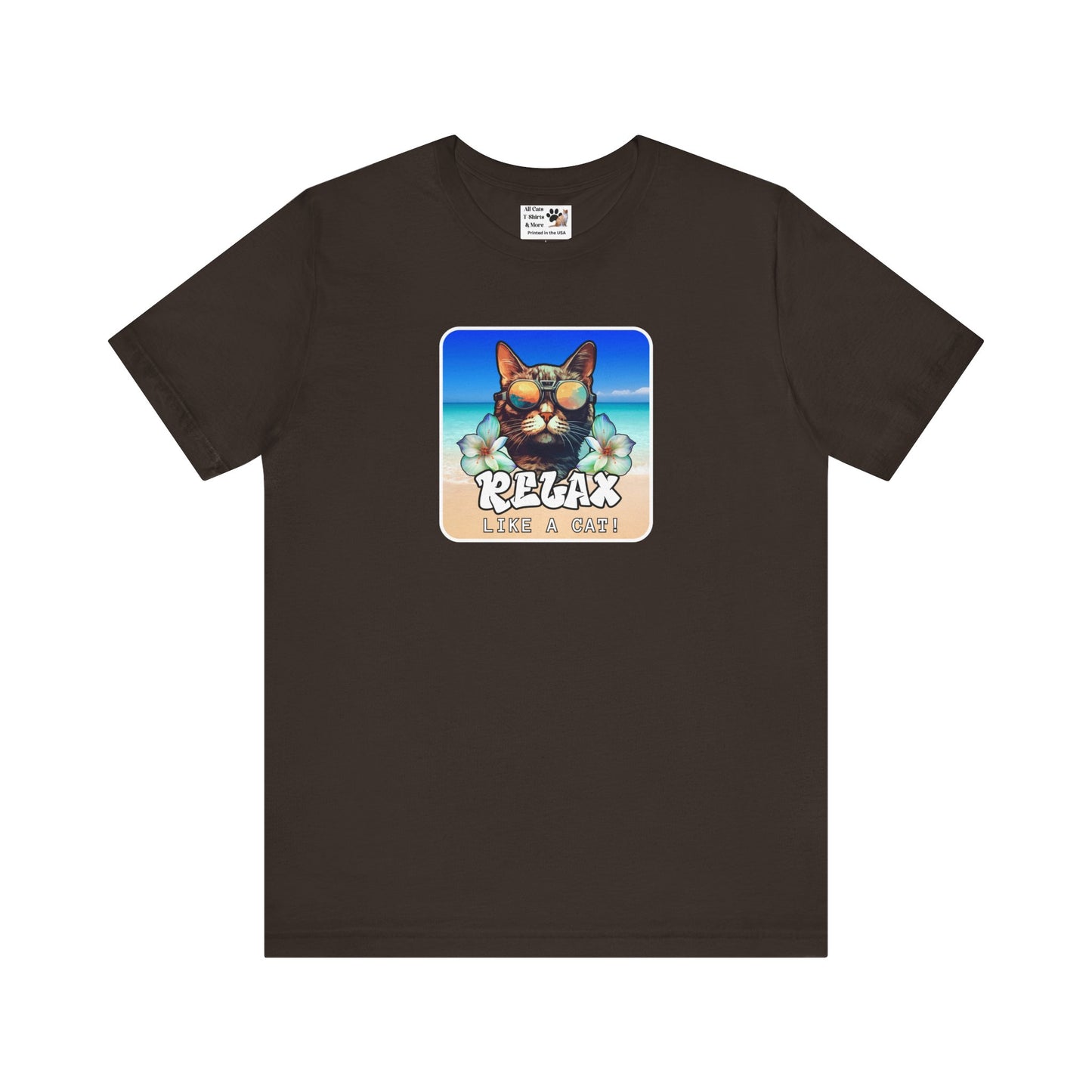 Relax Like a Cat T-Shirt (#5) - (Chill Cat Graphic Tee, Tropical Style Cat Tee, Unisex Casual Wear, Gift for Cat Lovers)