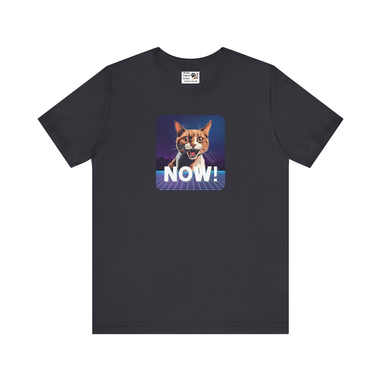 "NOW Cat" Retro Graphic T-Shirt - (Unisex Short Sleeve Tee - Fun & Quirky Design for Cat Fans)