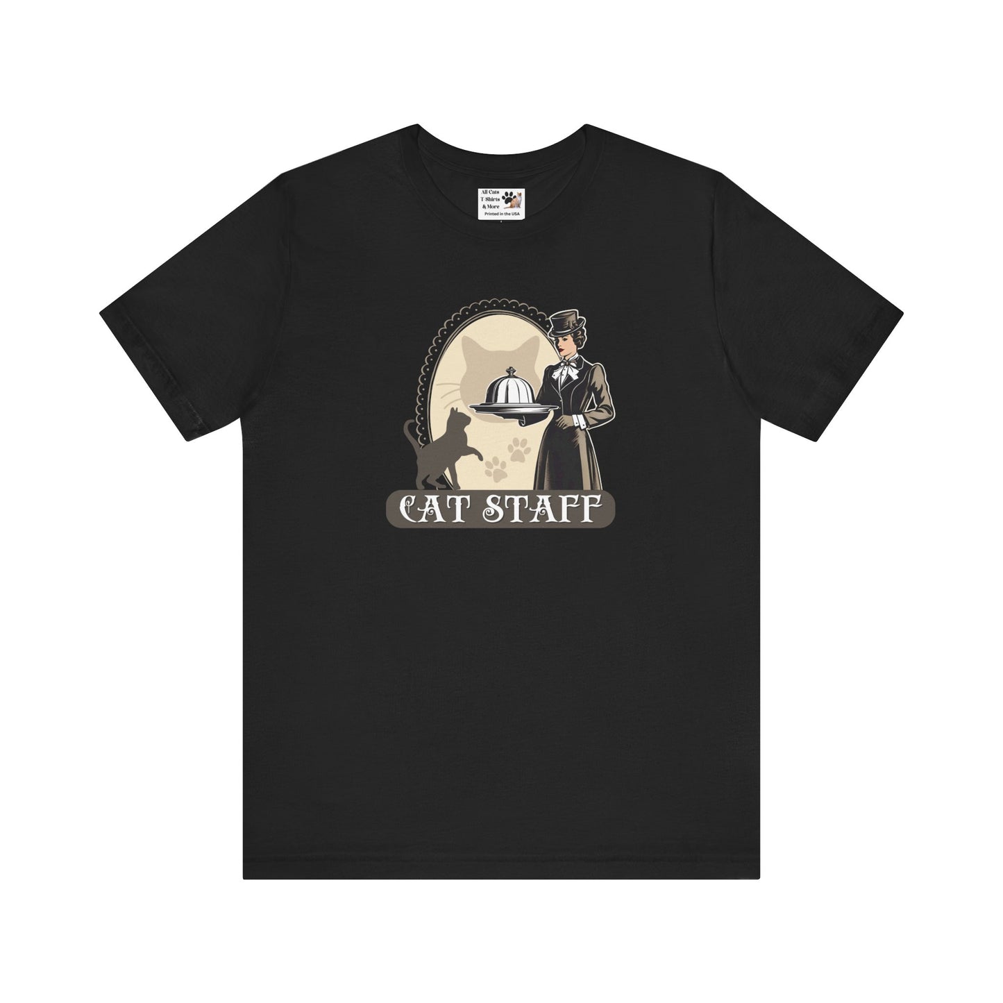 Cat Staff T-Shirt - ("Victorian Era Style" - Unisex Jersey Tee - Perfect for Cat Lovers)