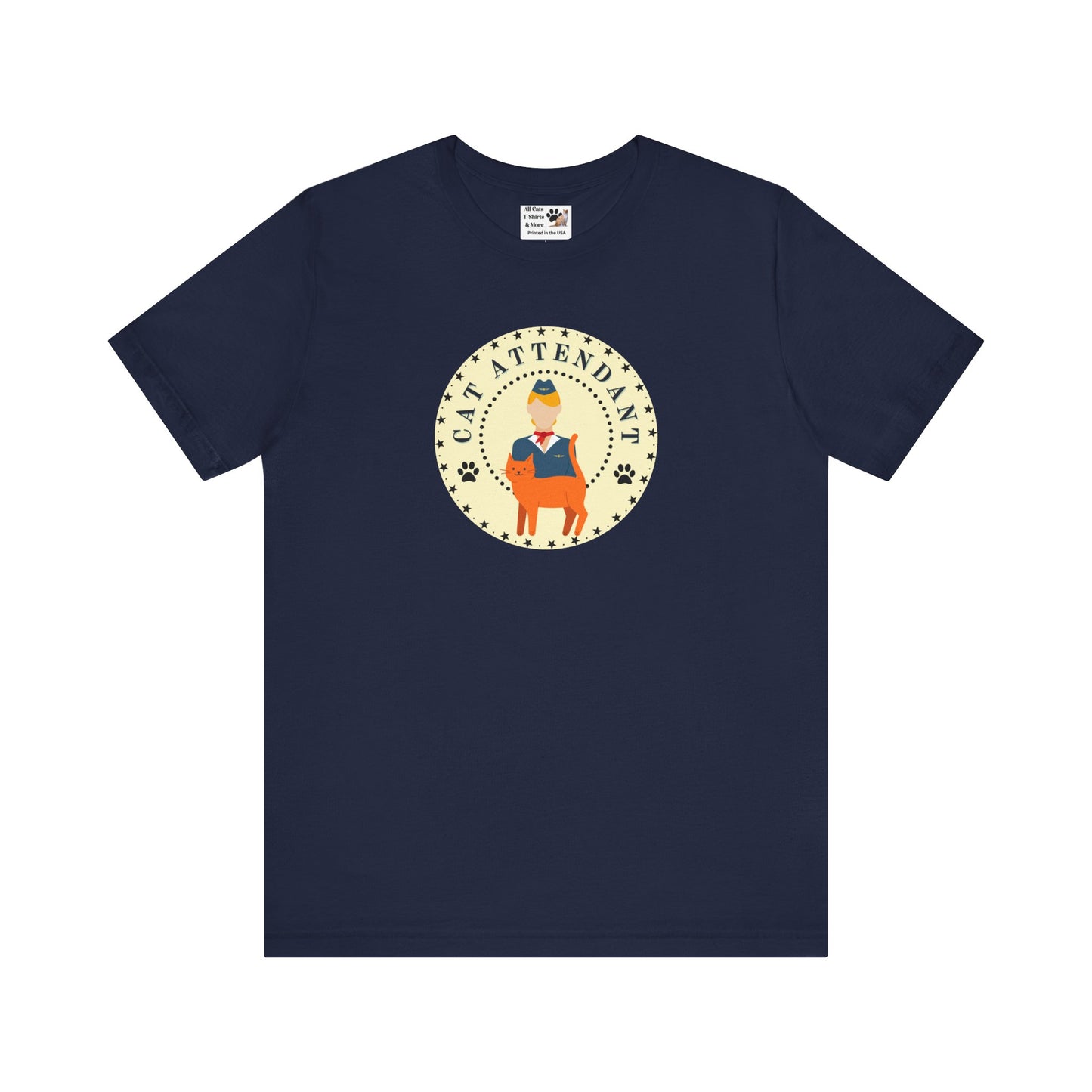 Cute "Cat Attendant" T-Shirt with Orange Cat - (Unisex Jersey Short Sleeve Tee - Perfect Gift for Cat Lovers!)