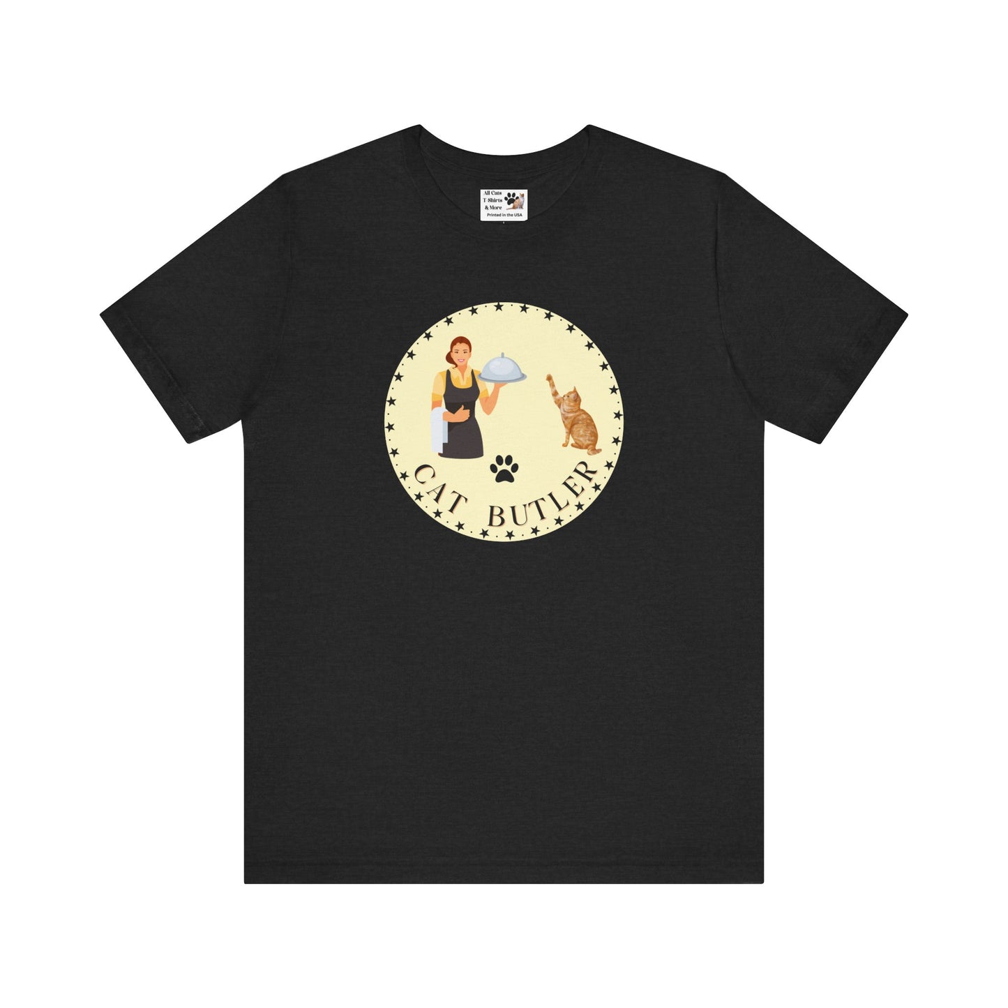 "Cat Butler" T-Shirt - With Vintage Style Design - (Unisex Jersey Short Sleeve Tee - Perfect Gift for Cat Lovers!)