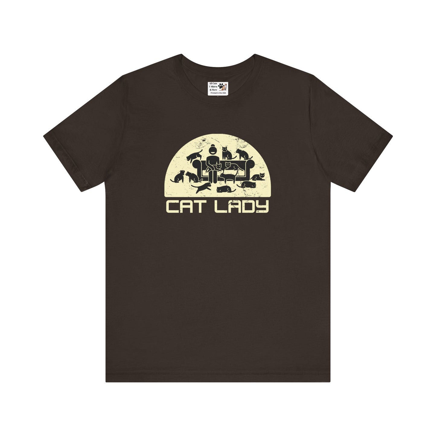 Cute Cat Lady T-Shirt - (Distressed Style - Unisex Jersey Tee - Perfect Gift for Cat Moms!)