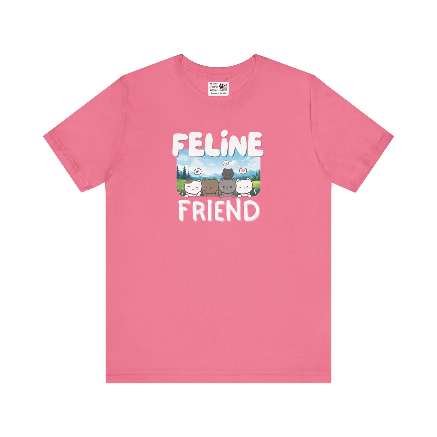 Feline Friend Graphic T-Shirt - (Cute Unisex Cat Tee)