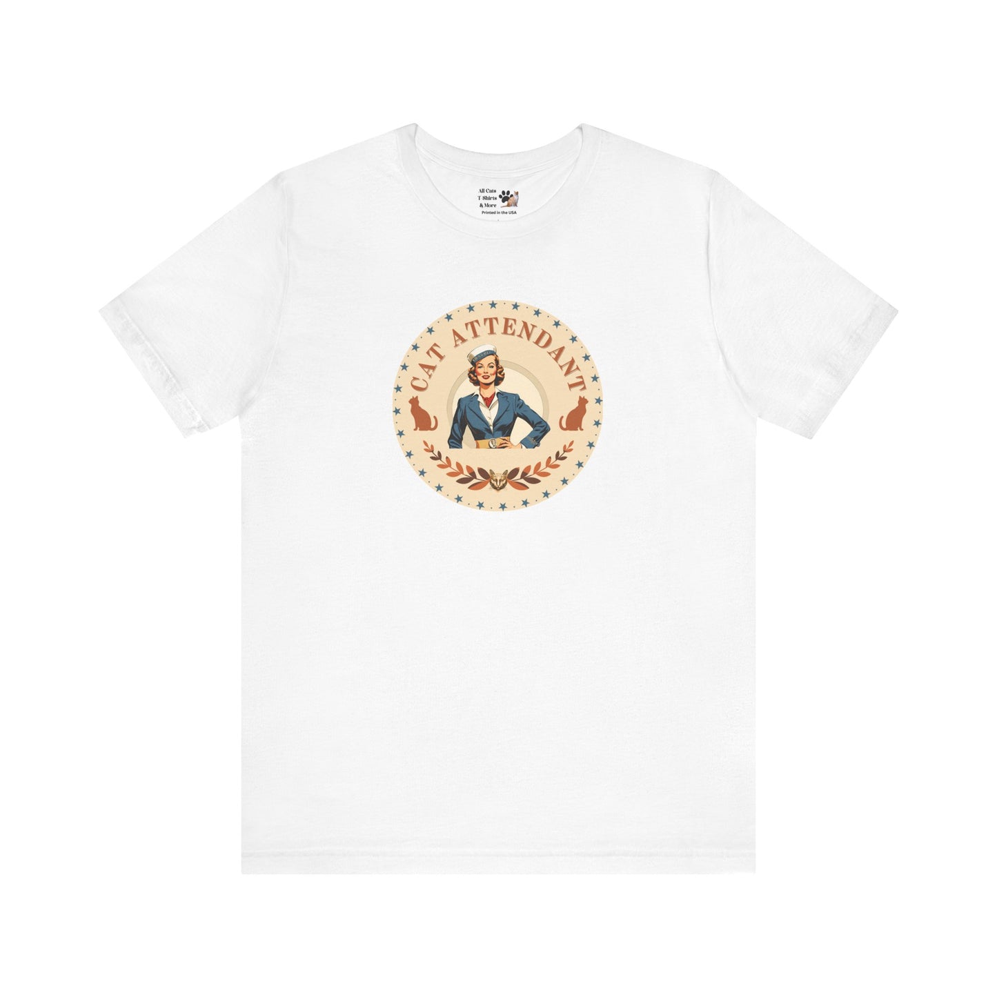 Vintage Style "Cat Attendant" T-Shirt - (Unisex Jersey Short Sleeve Tee - Perfect Gift for Cat Lovers!)