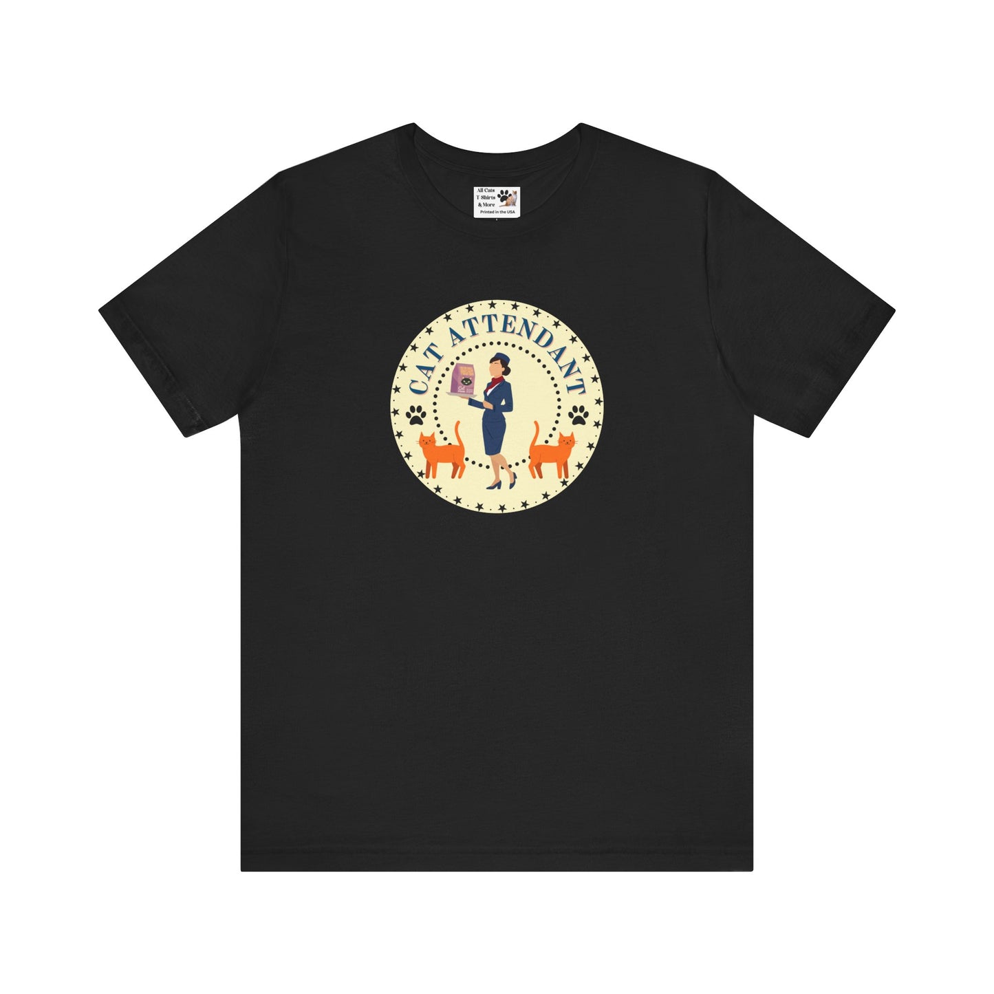 Cute "Cat Attendant" T-Shirt with Double Orange Cats - (Unisex Jersey Short Sleeve Tee - Perfect Gift for Cat Lovers!)