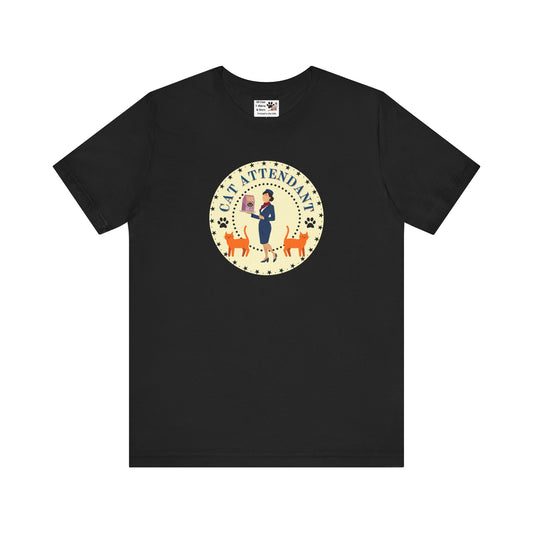 Cute "Cat Attendant" T-Shirt with Double Orange Cats - (Unisex Jersey Short Sleeve Tee - Perfect Gift for Cat Lovers!)