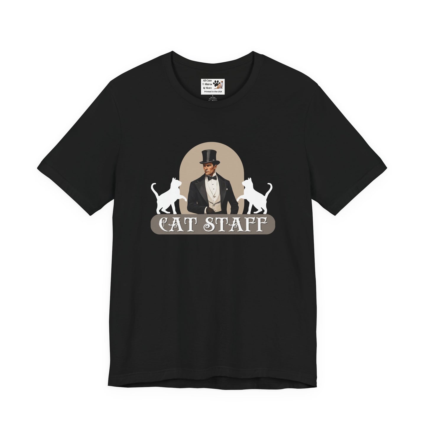 Cat Staff T-Shirt - ("Victorian Era Style" - Unisex Jersey Tee - Perfect for Cat Lovers)