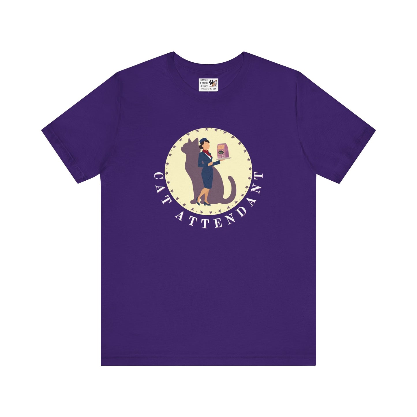Fun "Cat Attendant" T-Shirt - (Unisex Jersey Short Sleeve Tee - Perfect Gift for Cat Lovers!)