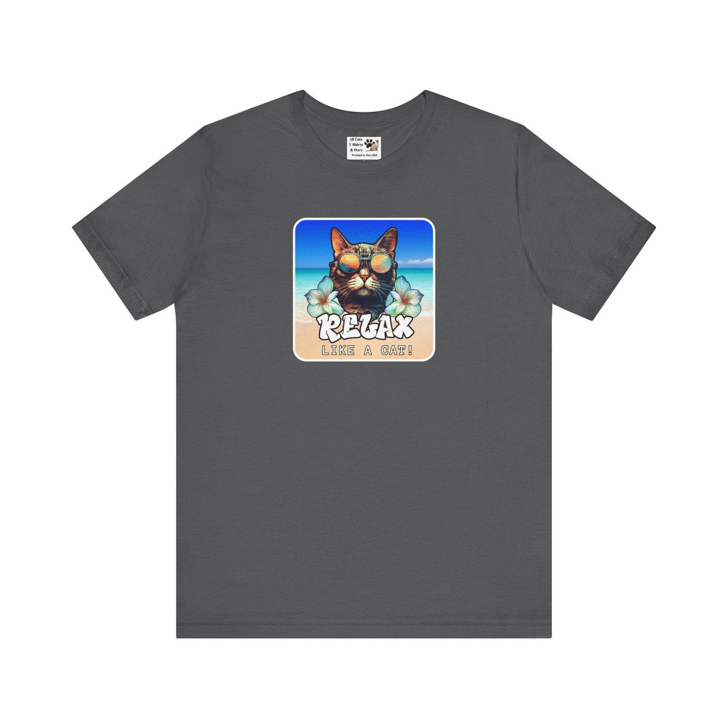 Relax Like a Cat T-Shirt (#5) - (Chill Cat Graphic Tee, Tropical Style Cat Tee, Unisex Casual Wear, Gift for Cat Lovers)