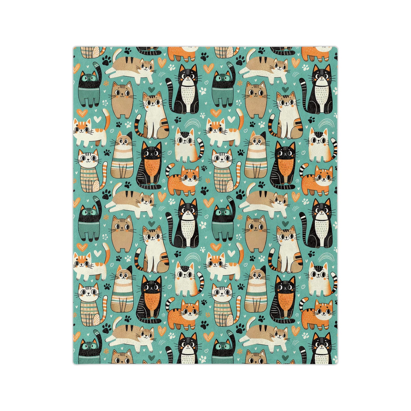Cozy Cat Print Blanket - Soft Velveteen Microfiber Throw, Pet Lover Gift, Home Decor for Cat Lovers, Perfect for Cozy Nights