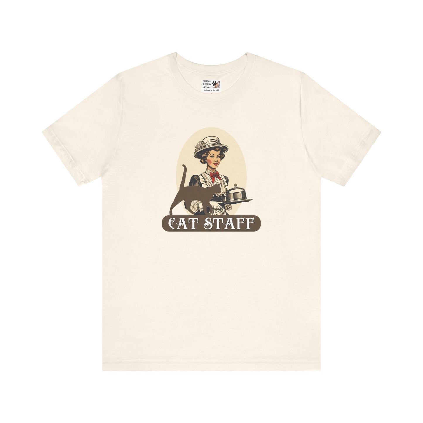 Cat Staff T-Shirt - ("Victorian Era Style" - Unisex Jersey Tee - Perfect for Cat Lovers)