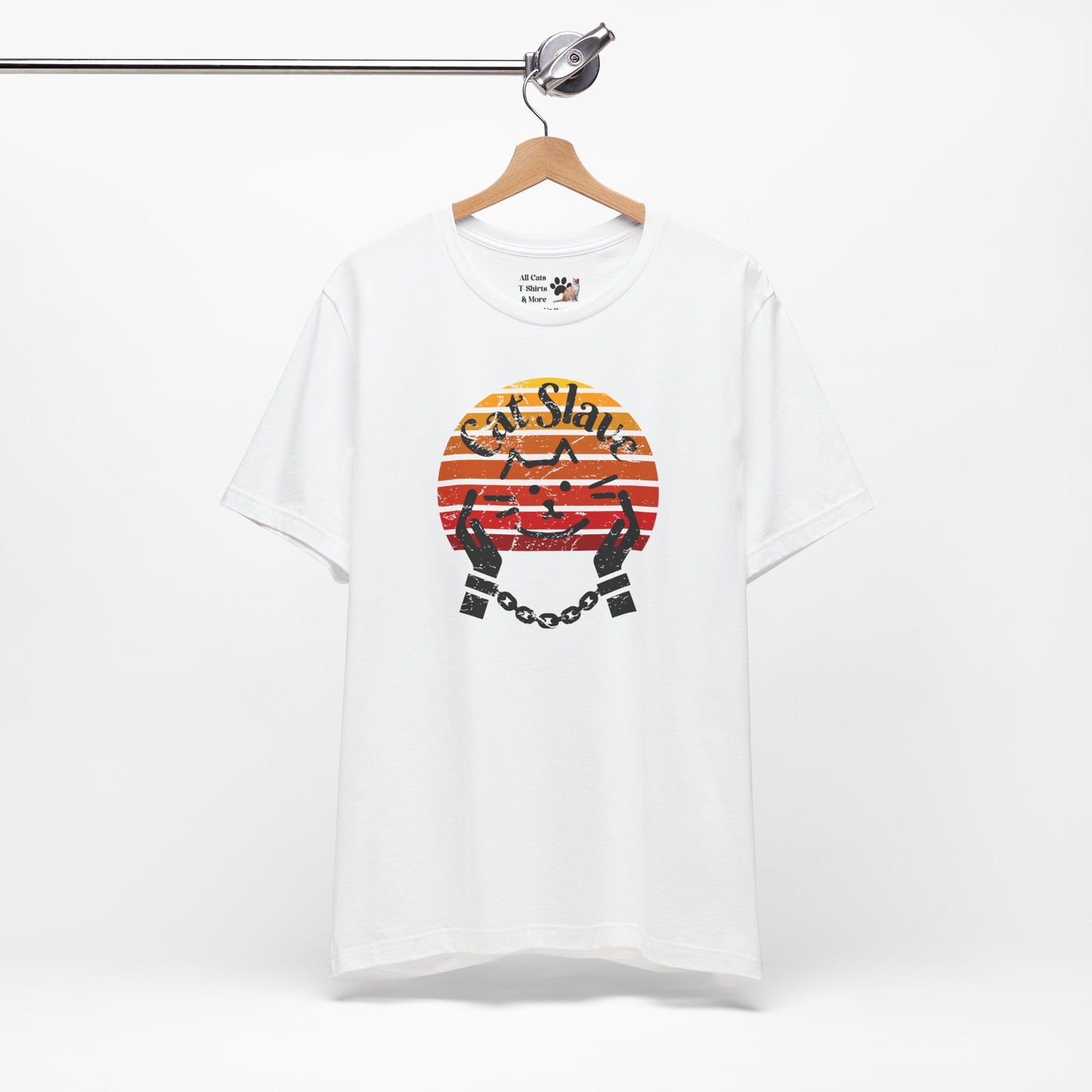 Funny Cat Slave Vintage Sunset T-Shirt, Unisex Jersey Tee - Casual & Trendy "Distressed Grunge Style" Design