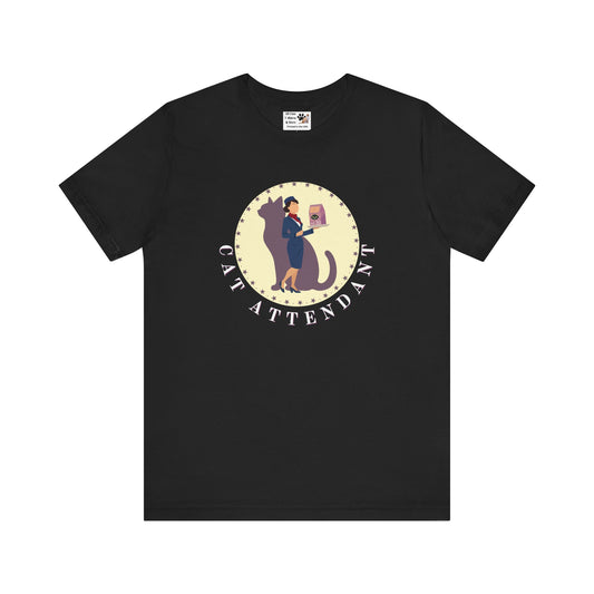 Fun "Cat Attendant" T-Shirt - (Unisex Jersey Short Sleeve Tee - Perfect Gift for Cat Lovers!)