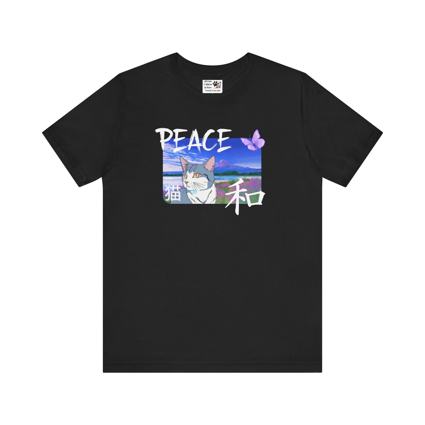 "Peace Cat" - A Japanese Anime Style Graphic Tee - (Unisex Jersey Short Sleeve T-Shirt)