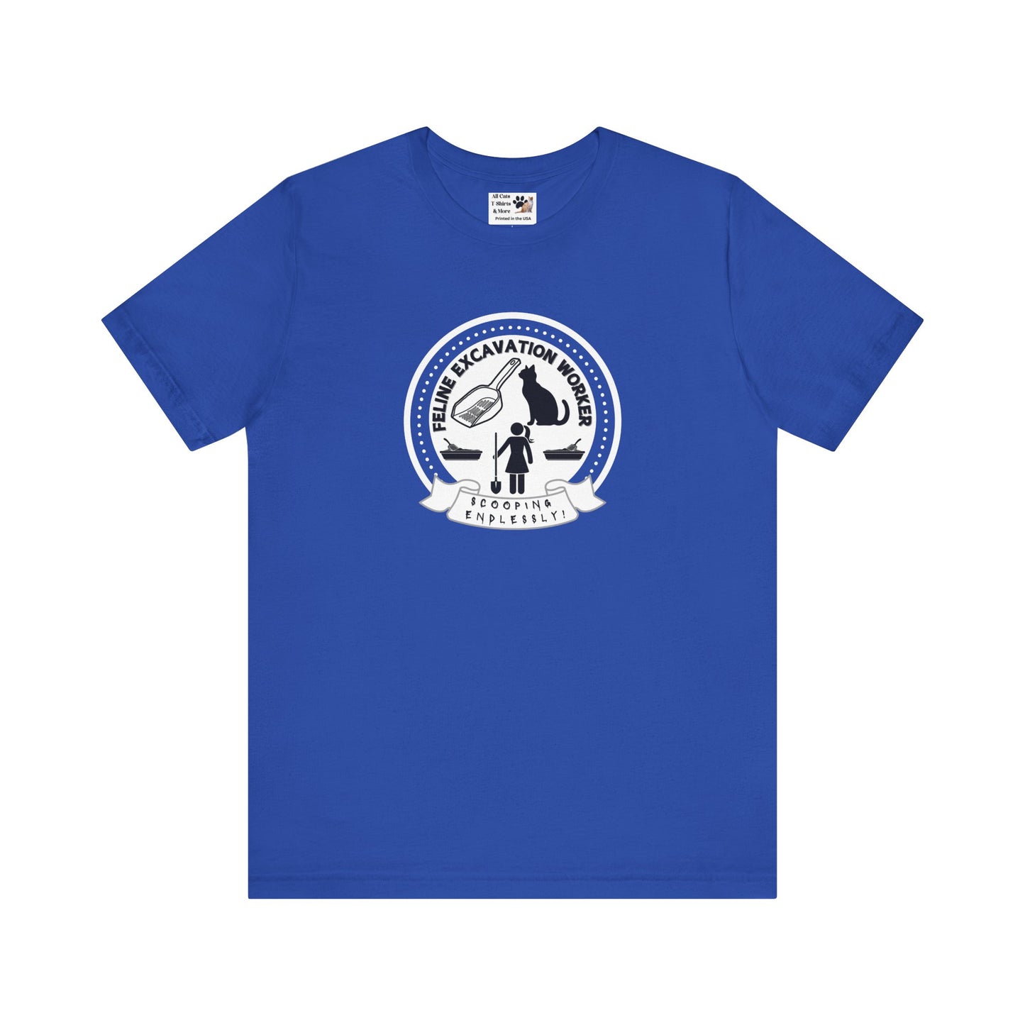 Fun Female Feline Excavation Worker Graphic T-Shirt - (Unisex Jersey Tee - Perfect for Cat Owners!)
