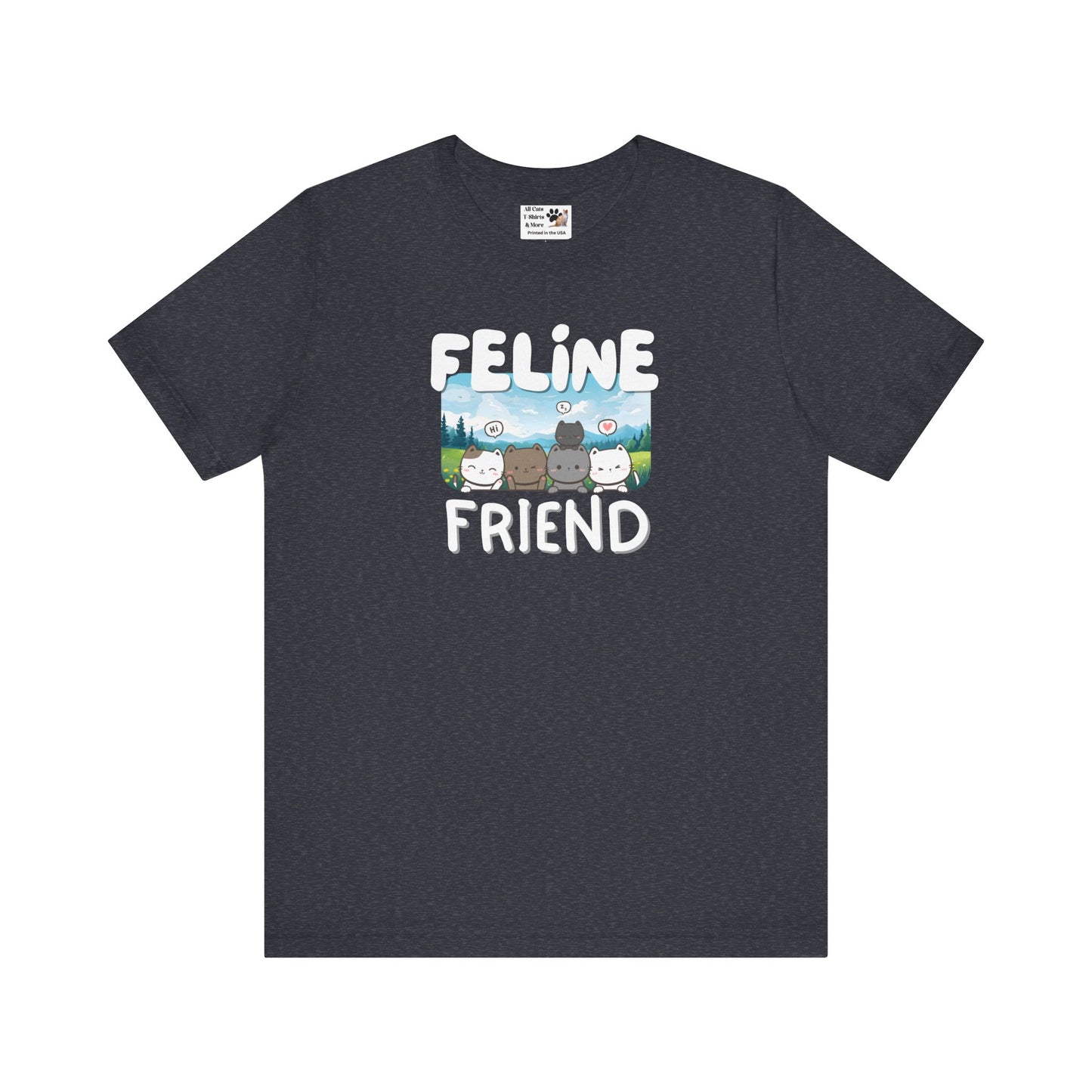 Feline Friend Graphic T-Shirt - (Cute Unisex Cat Tee)