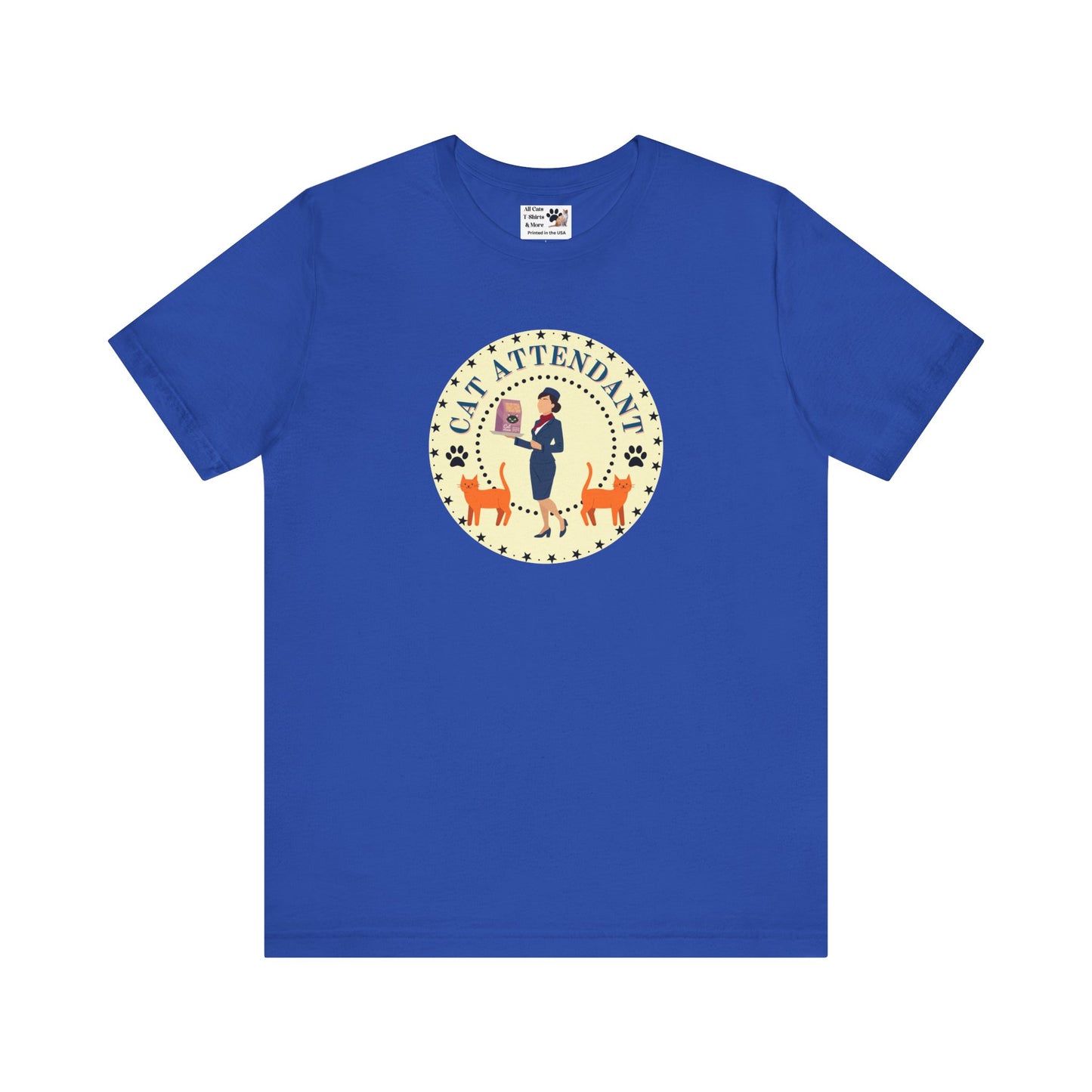 Cute "Cat Attendant" T-Shirt with Double Orange Cats - (Unisex Jersey Short Sleeve Tee - Perfect Gift for Cat Lovers!)