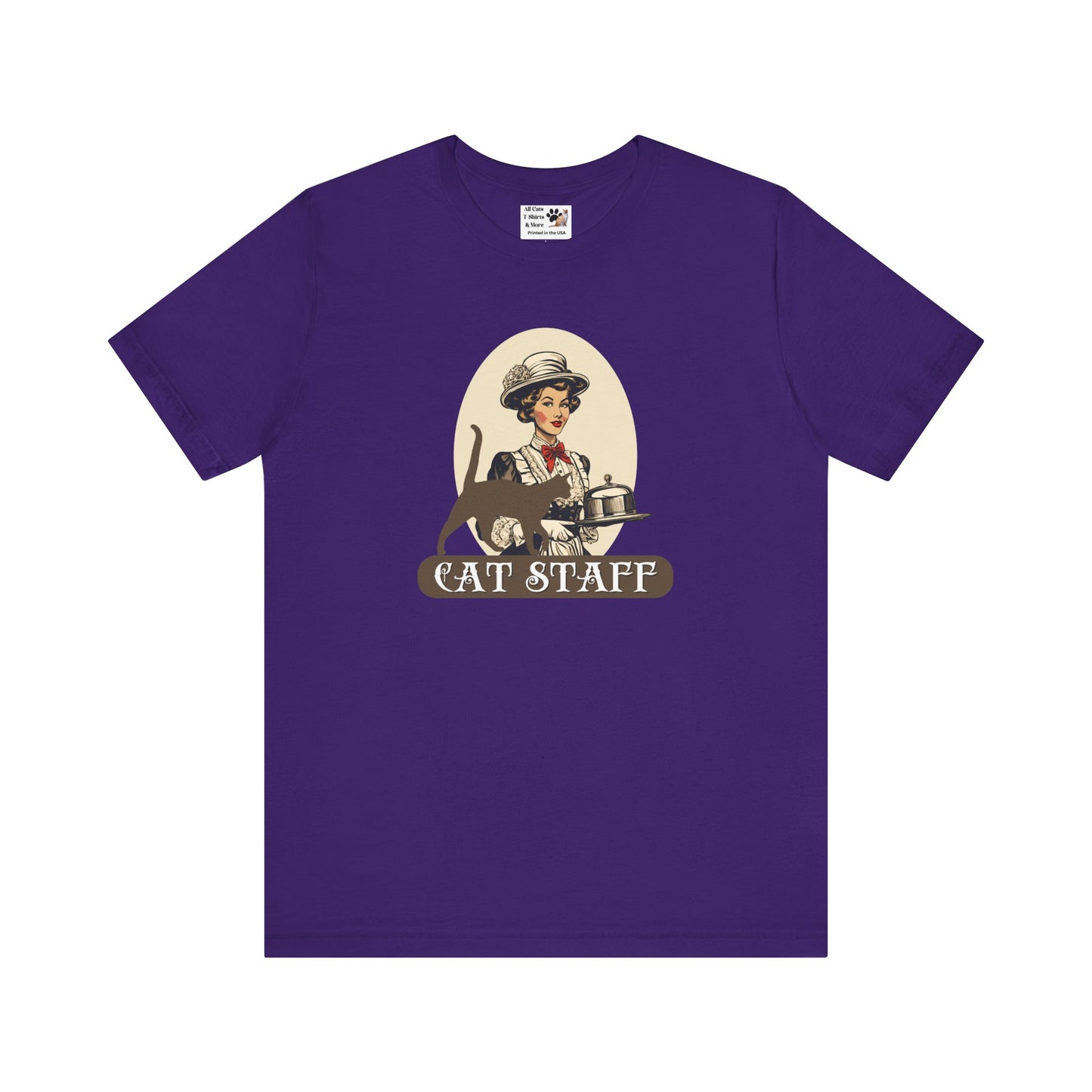 Cat Staff T-Shirt - ("Victorian Era Style" - Unisex Jersey Tee - Perfect for Cat Lovers)