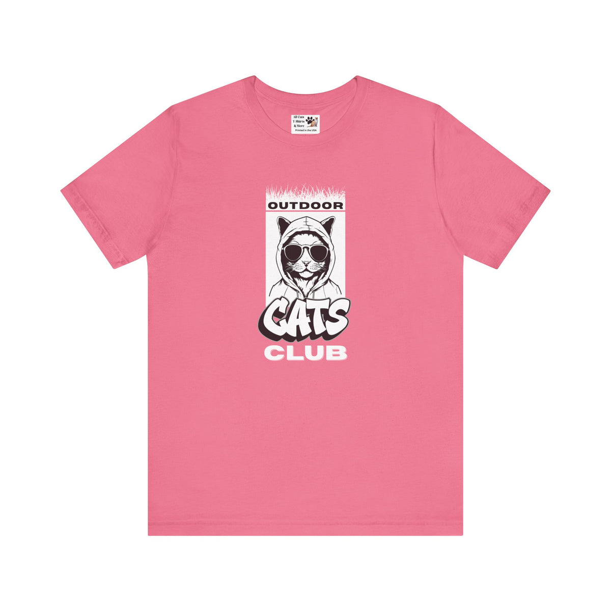 Outdoor Cats Club T-Shirt - (Unisex Jersey Short Sleeve Graphic Tee for Cat Lovers)