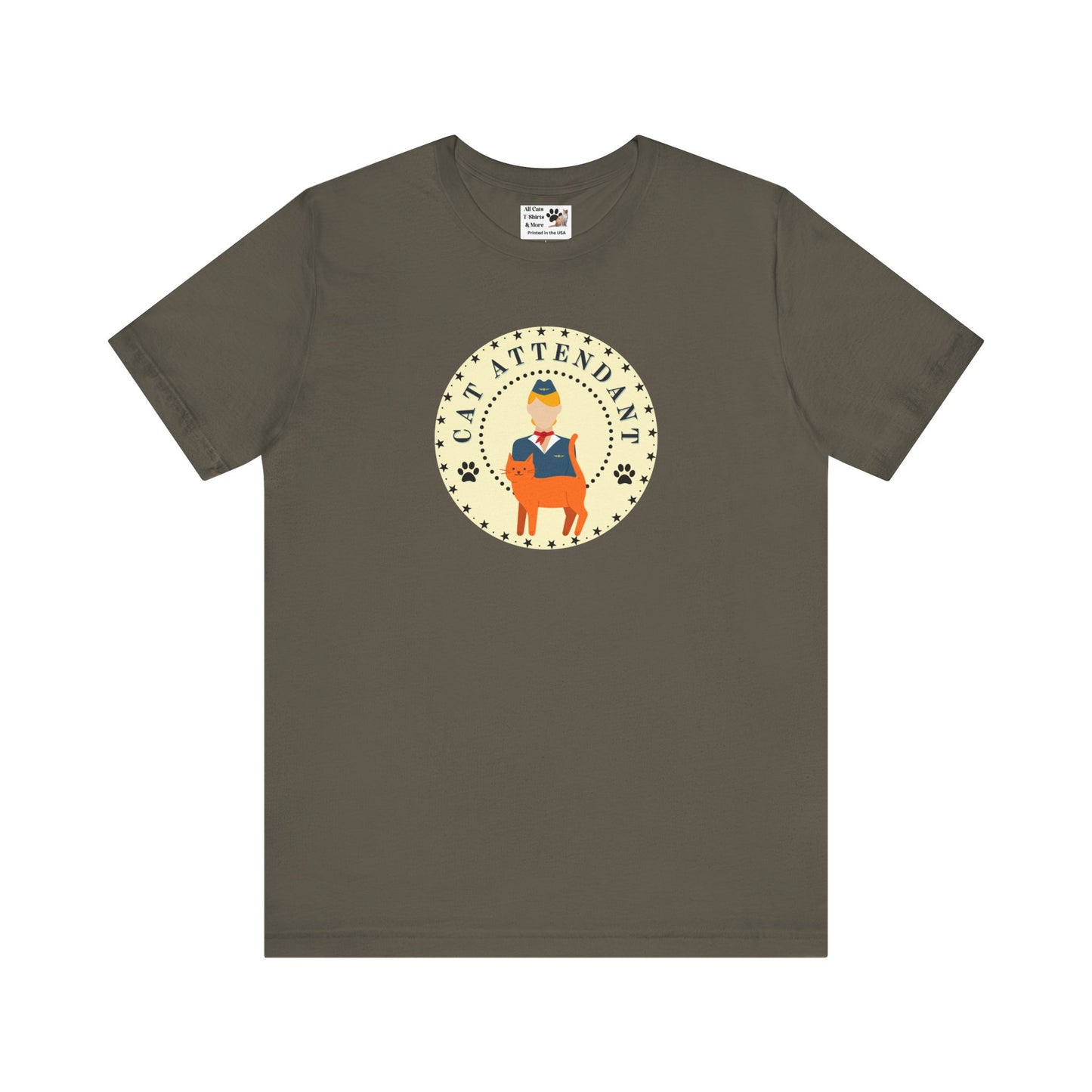 Cute "Cat Attendant" T-Shirt with Orange Cat - (Unisex Jersey Short Sleeve Tee - Perfect Gift for Cat Lovers!)